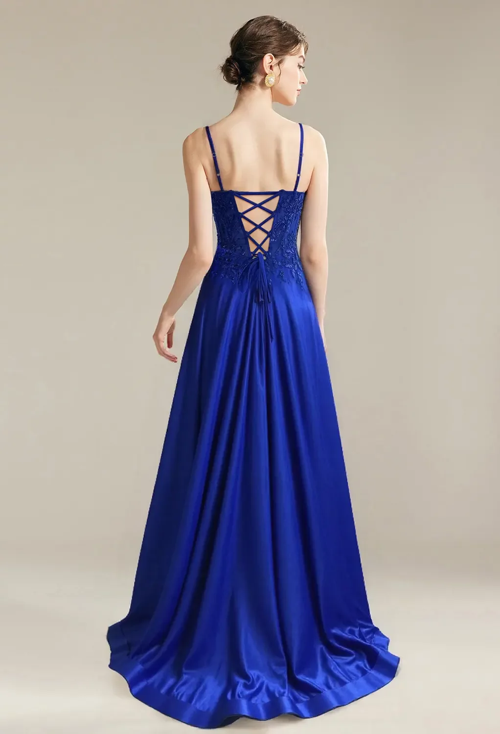 open lace back dress Fashionable Prom Dress Long Sapphire Blue Party Dress Dark Blue Evenin –  DaisyFormals-Bridesmaid and Formal Dresses in 59+ Colors main image 1