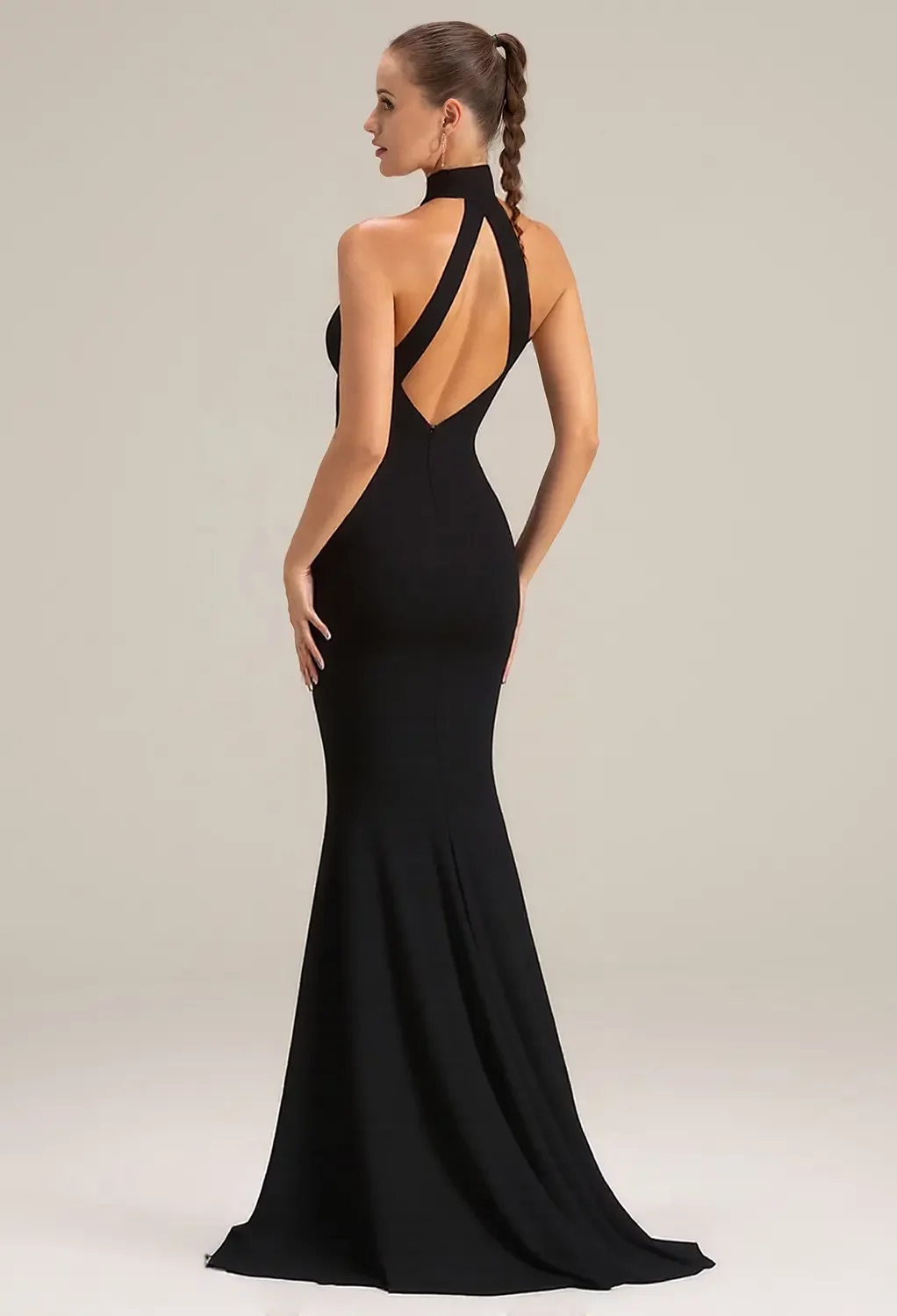 AW.Bridal Mermaid Halter Neckline Floor Length Sleeveless Strapless Prom Dresses Dress Black Size 4