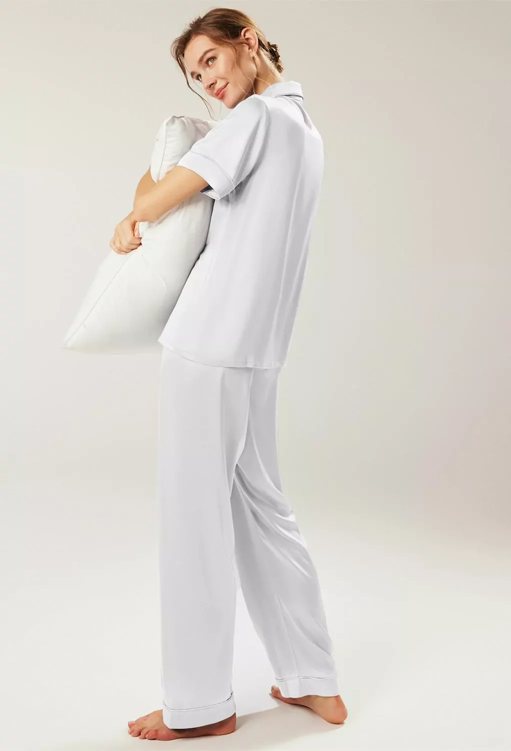 silk pajamas white bride pj set