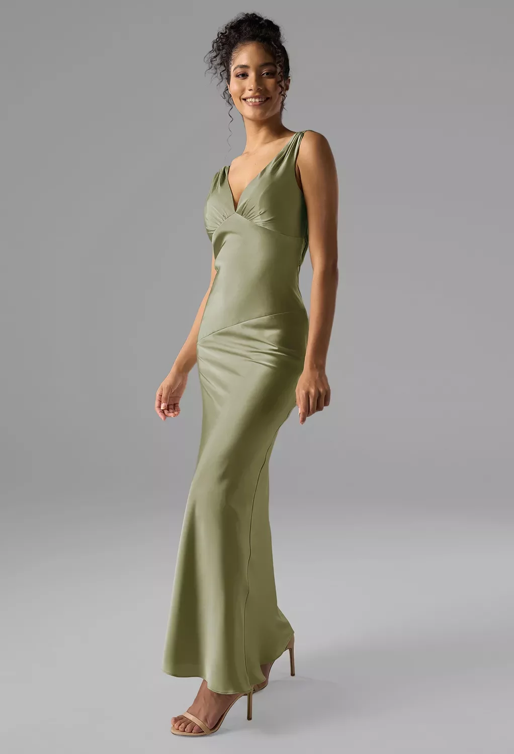 AW.Bridal Mermaid V-Neck Floor Length Sleeveless Satin Cowl Back Wedding Guest Dresses Dress Sage Green Size 16 AW.Bridal Mermaid V-Neck Floor Length Sleeveless Satin Cowl Back Wedding Guest Dresses Dress Sage Green Size 16