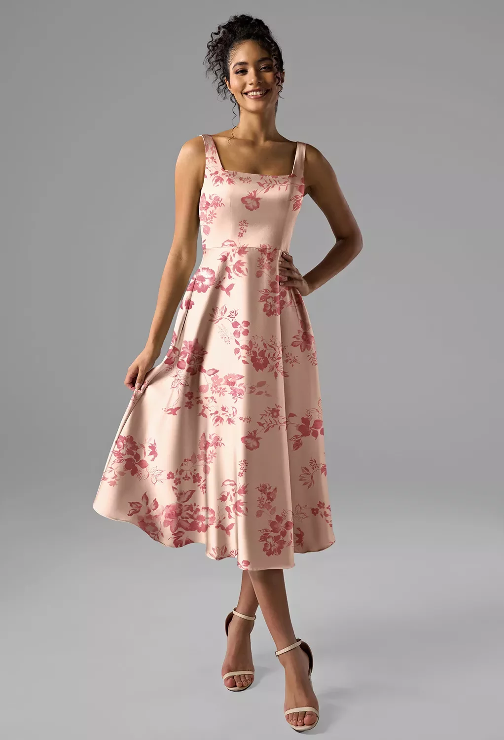 asa fashion group dress AW.Bridal A-line Square Neckline Tea Length Satin Long Bridesmaid Dresses Dress Reed Size 18