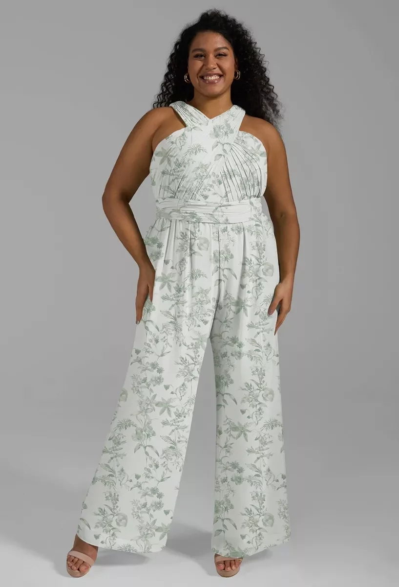 AW Lorraine Jumpsuit, Verdant Wilds Chiffon Stretch knitted fabric
