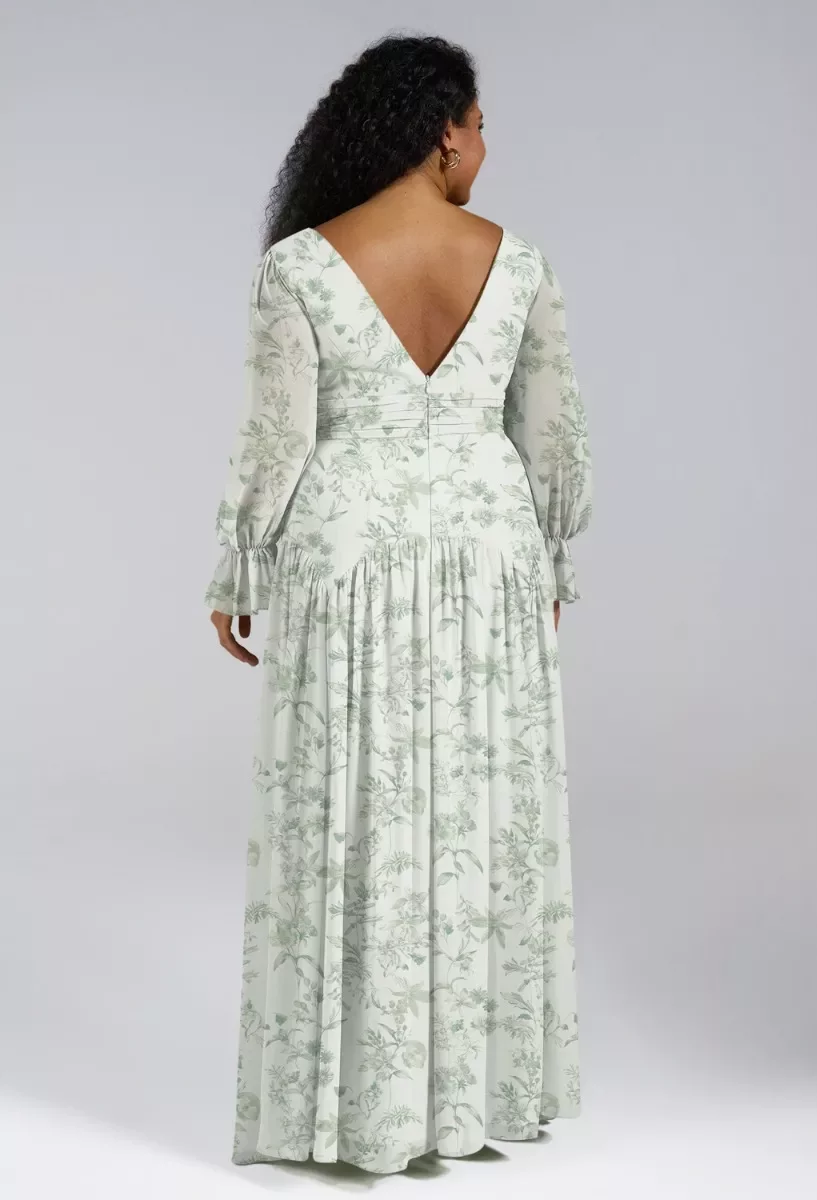 AW Alma Dress, Sage Green Chiffon Floor Length V-Neck Bridesmaid Dresses |  AW.Bridal
