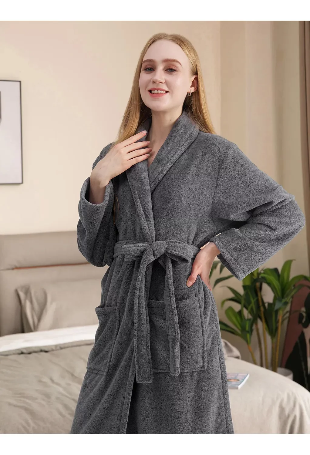 AW Womens Plush Fleece Robe
