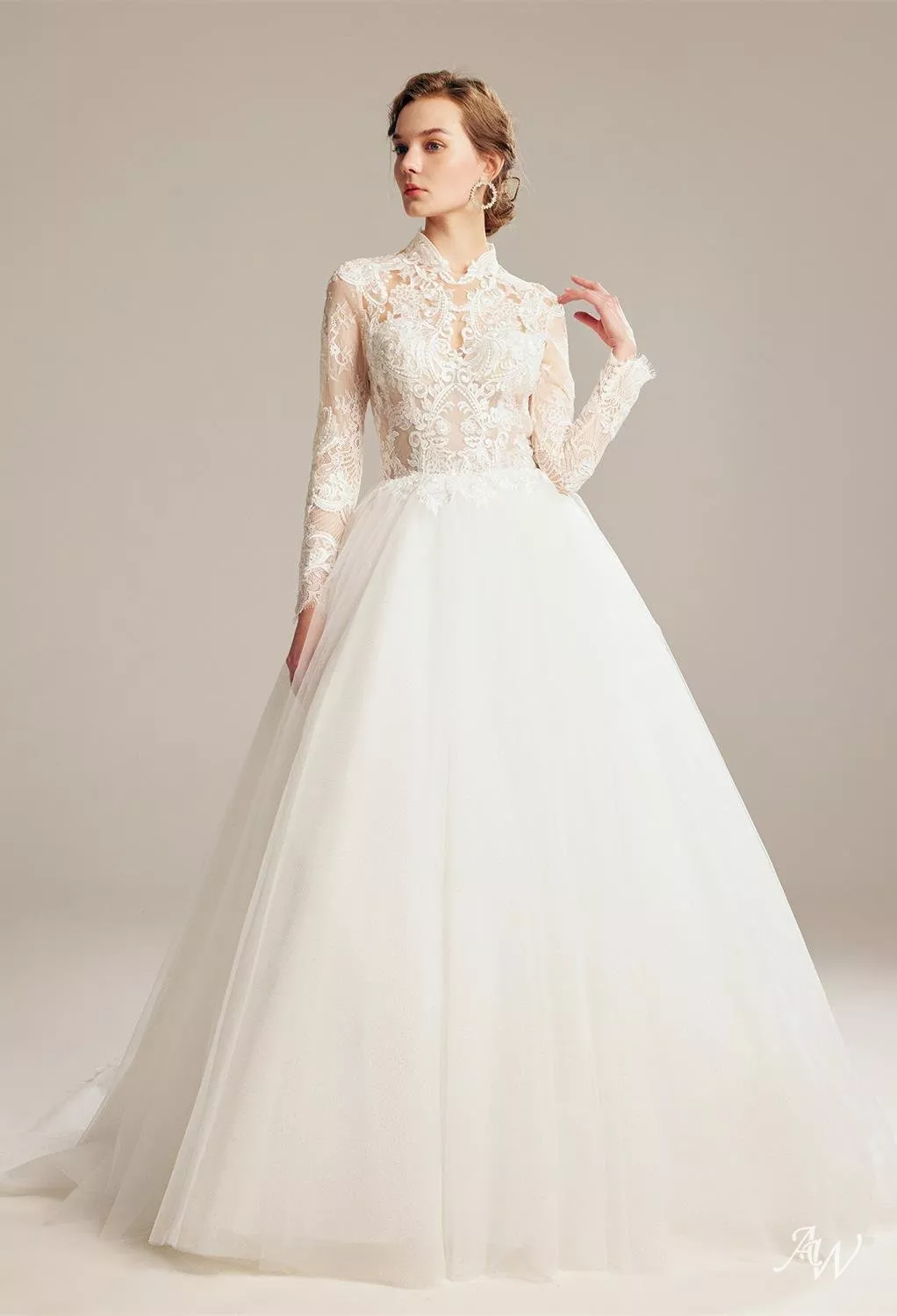 AW Adah Wedding Dress, Jasmine Green Tulle Floor Length Halter Neckline  Wedding Dresses | AW.Bridal