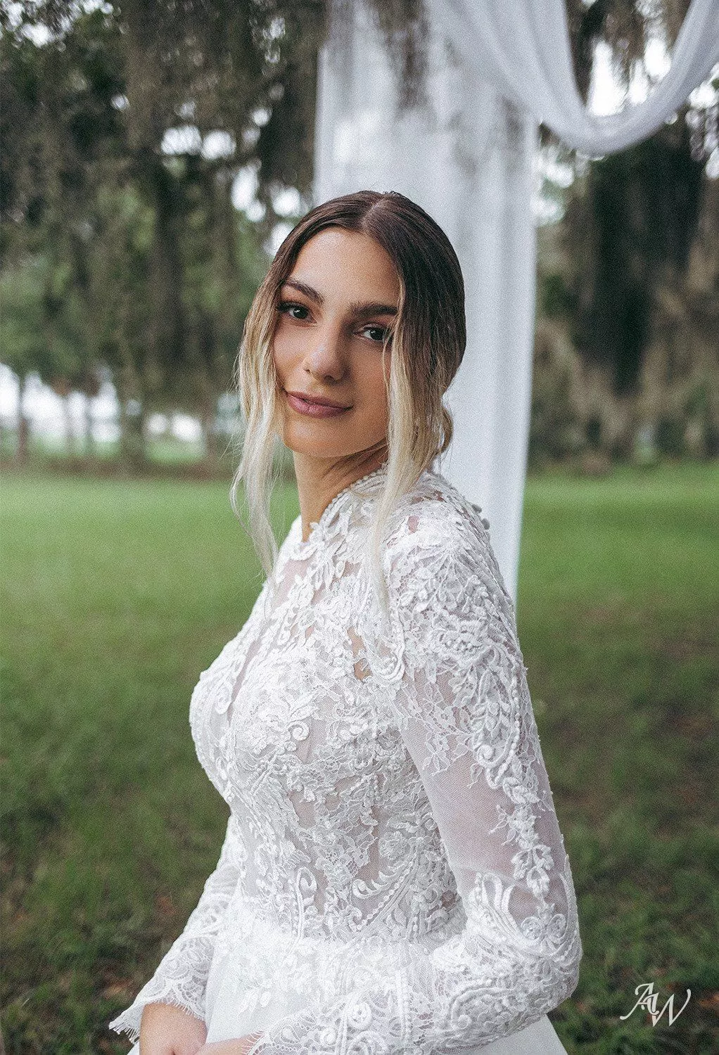 AW Adah Wedding Dress, Jasmine Green Tulle Floor Length Halter Neckline Wedding  Dresses | AW.Bridal