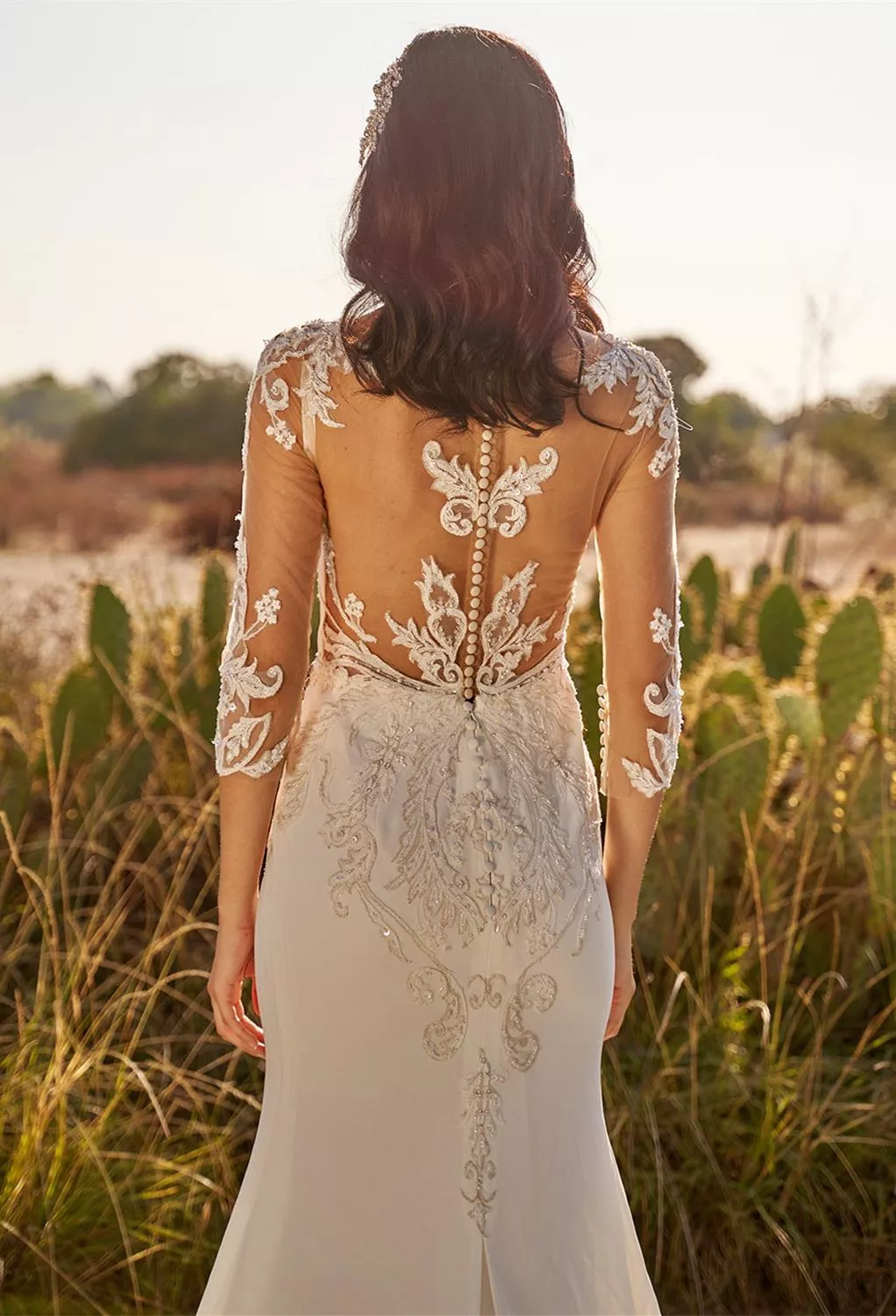embroidered sheath wedding dress 3D Leaf Lace Wedding Dresses Strapless Country Bridal Gown with Slit V –  Viniodress