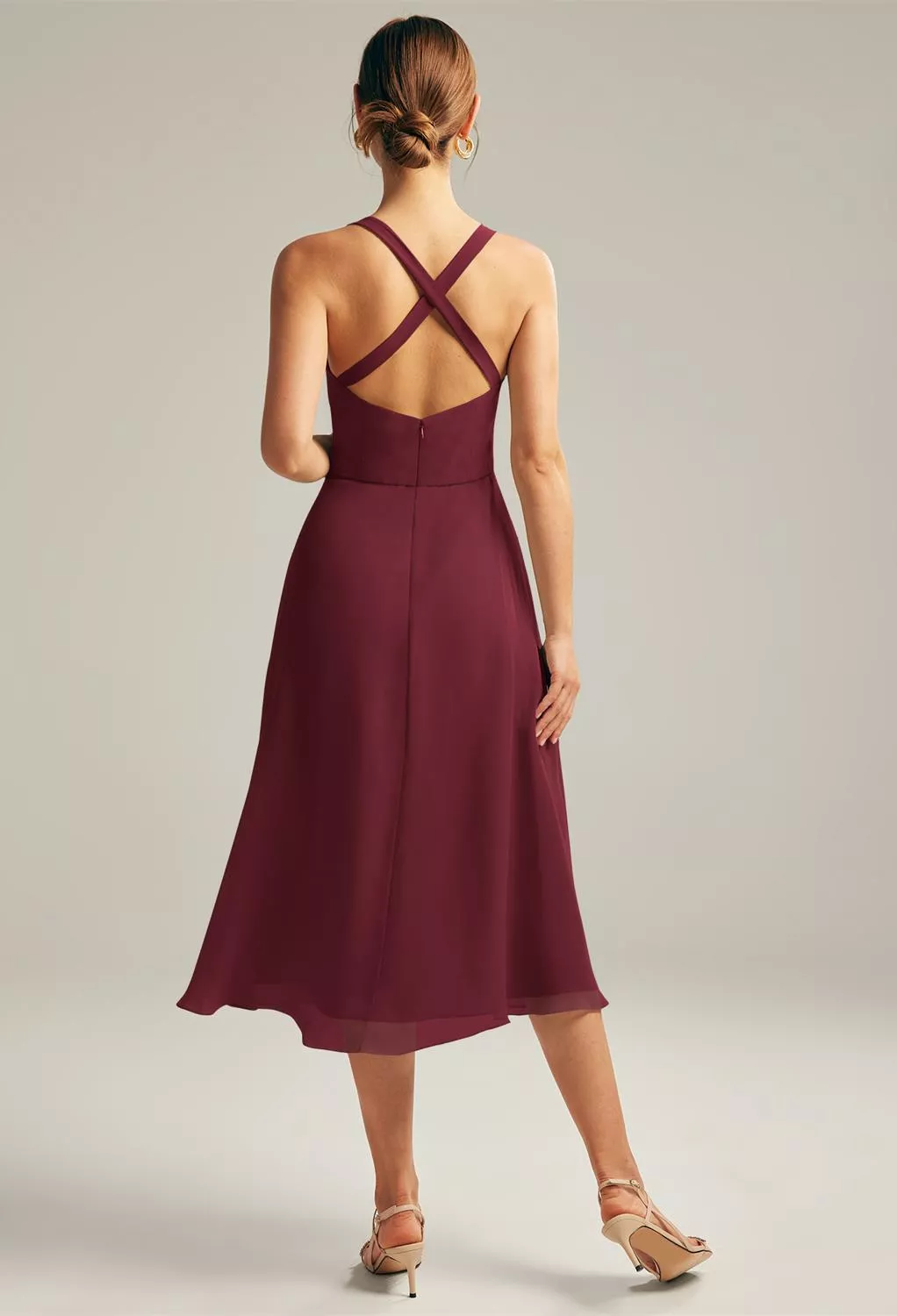 sunny daze dress champagne Italian Summer Tie Neck Midi The Trapper's Chest - Intricately beaded fabric with puff Velvet Colors:Rust Brown 893