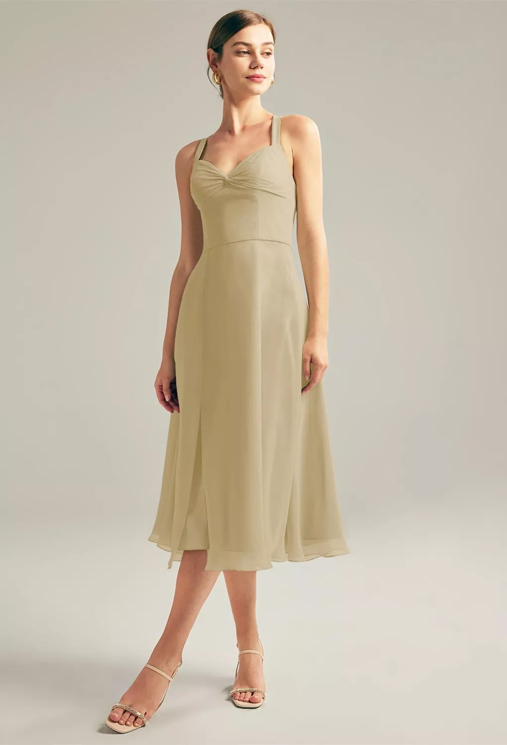 white christmas dresses Champagne Gold Spaghetti Strap Lace Up Short Taffeta Casual Homecoming –  Wish Gown main image 1