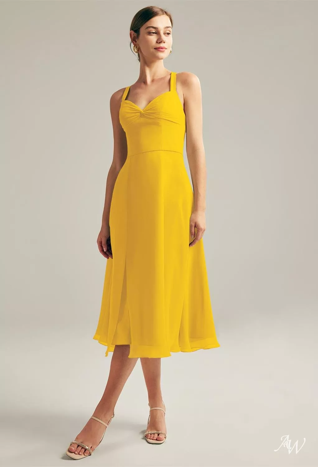 yellow a line dresses Yellow Floral Spaghetti Straps A-line Long Prom Dress – Dreamdressy main image 0