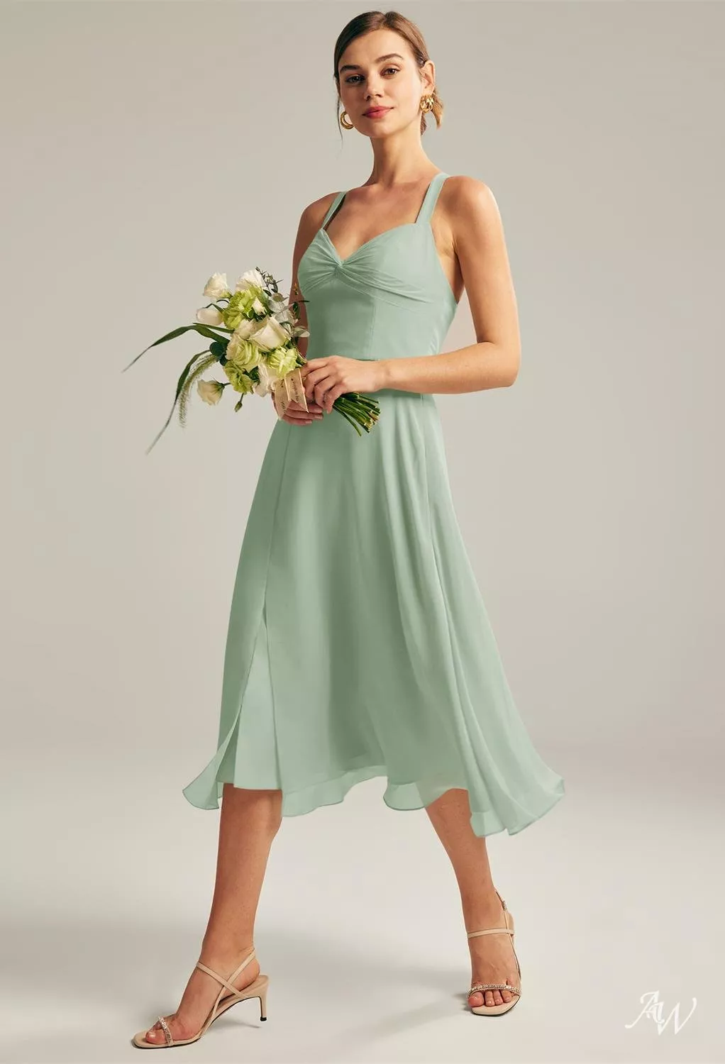 green tea length bridesmaid dresses Dark Green Short Mismatched Bridesmaid Dresses Knee Length Cheap Bridesmaid  Dresses ARD1141 main image 1