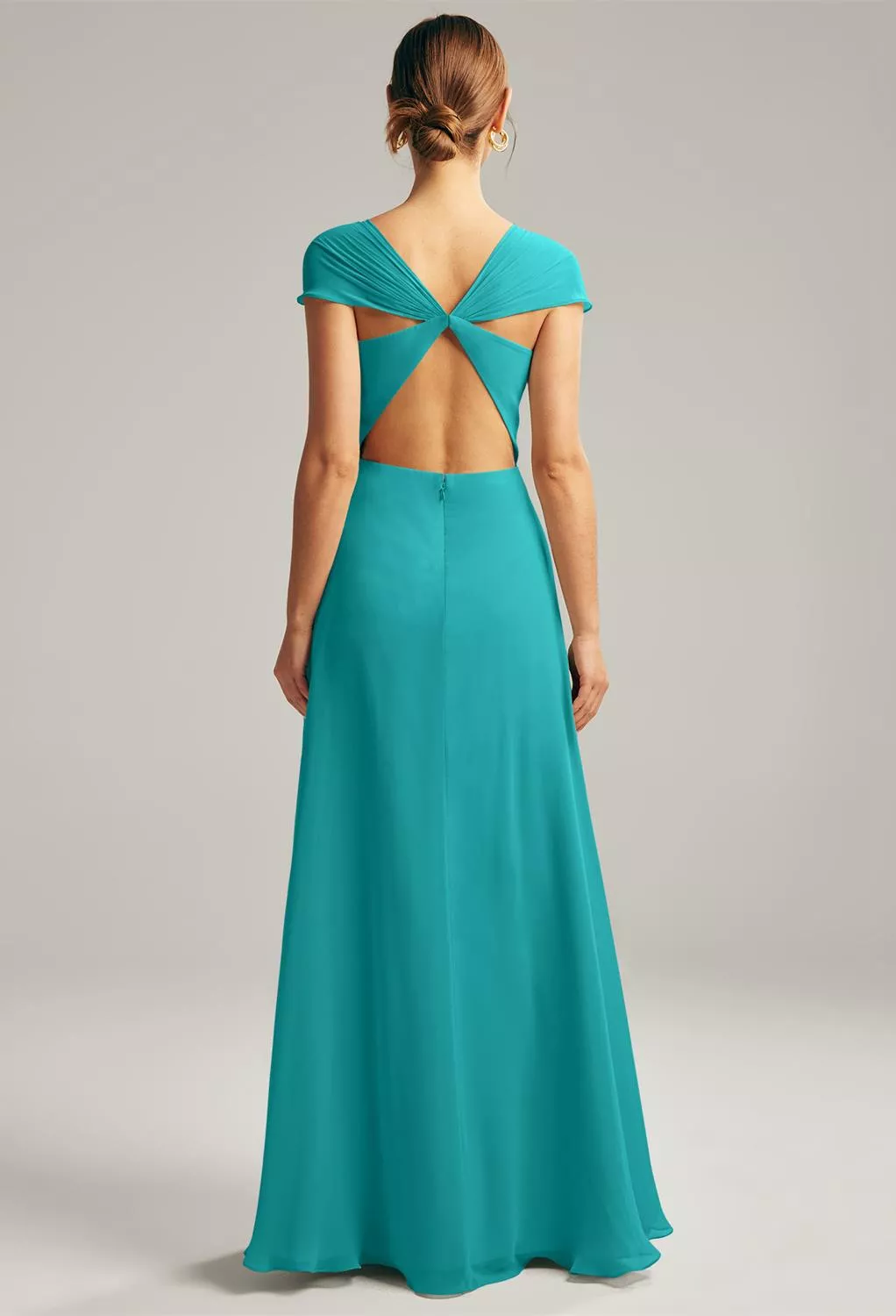 turquoise chiffon cocktail dress A-Line Jewel Turquoise Chiffon Homecoming Dress with Lace Beading US10 / As Picture
