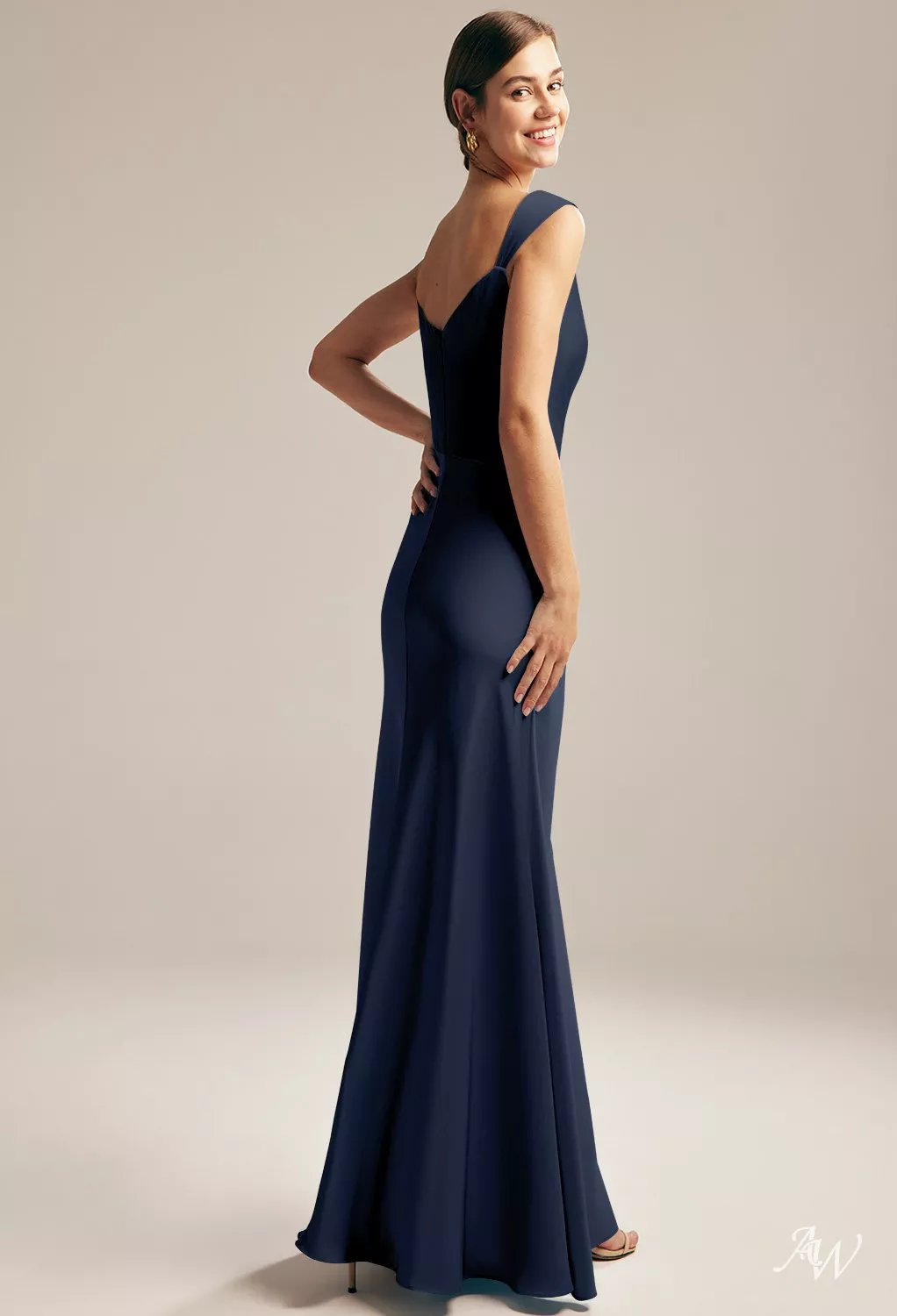 princess polly baby blue dress Leely Women Plus Size Dark Navy Satin Strapless Tiered Bridesmaid Dress Ruched A Line Wedding Party Dress main image 0