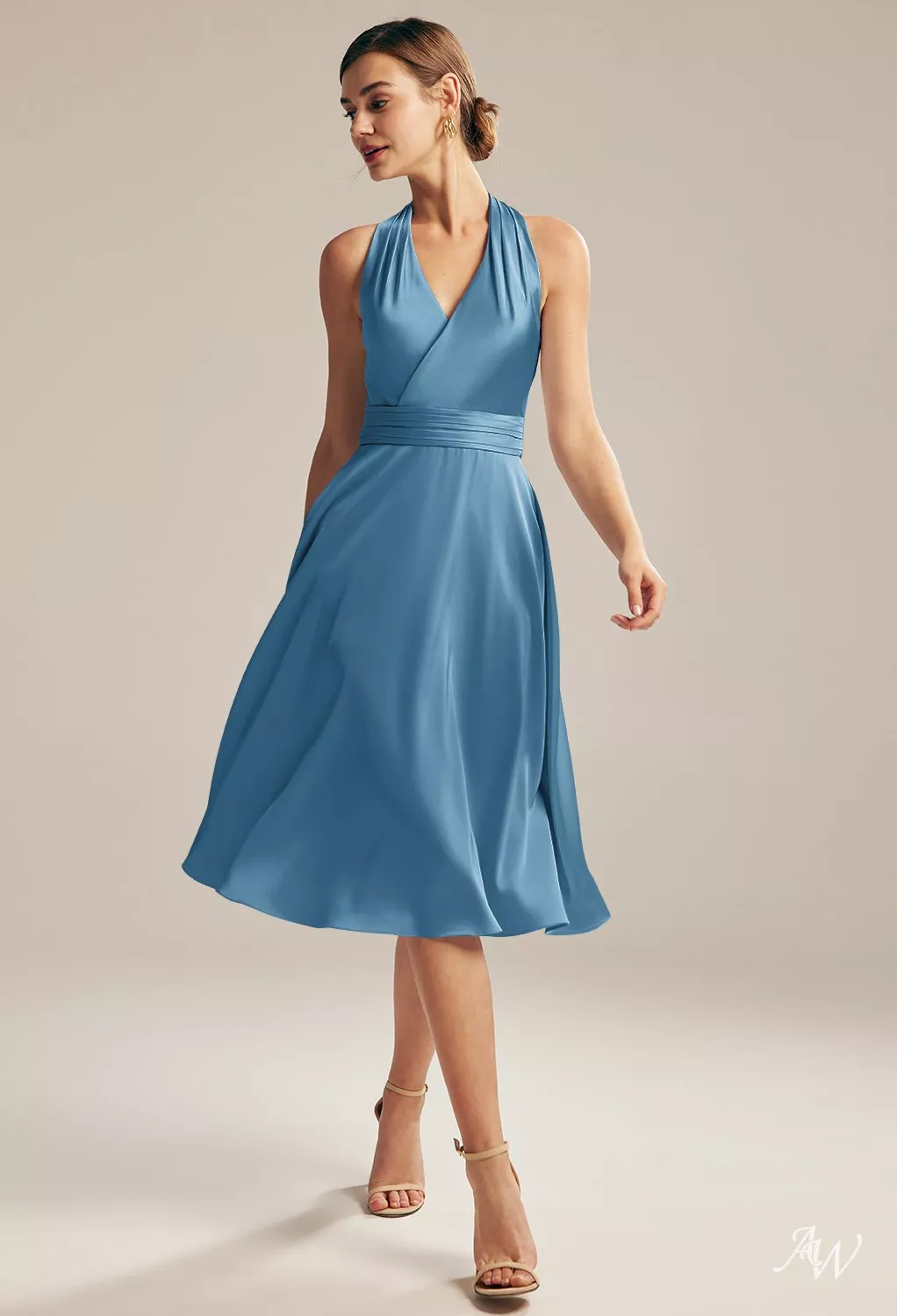 blue knee length bridesmaid dresses AW Mercy Satin Charmeuse Ink SIZES:2 Black Mirror Flare Mini fabric:Sequin Dress lenght 100 centimeters