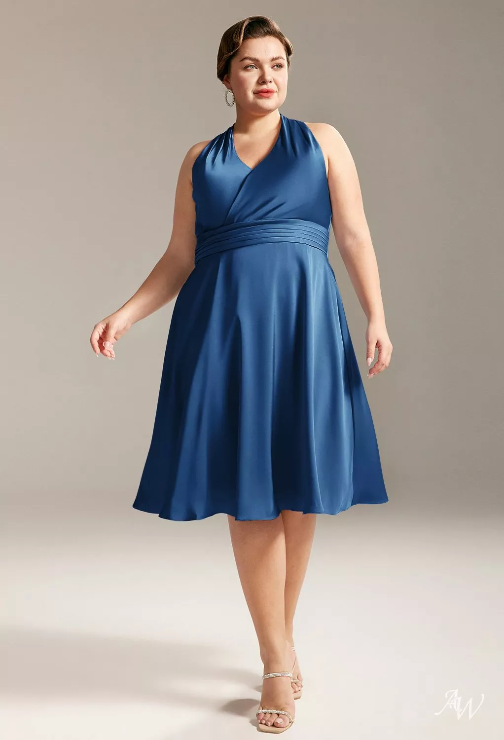 plus size knee length bridesmaid dresses BABARONI Short Chiffon Dress with V Neckline Burgundy, Burgundy / US0 main image 0