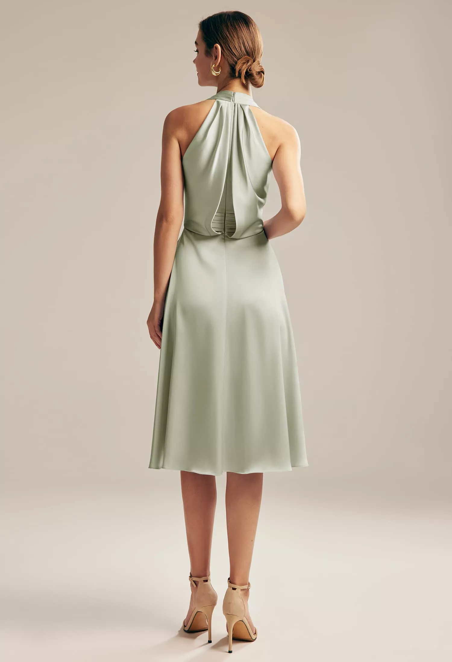 slim fit dress slacks Glitter-Tulle Long Sage Green Prom Dress main image 1