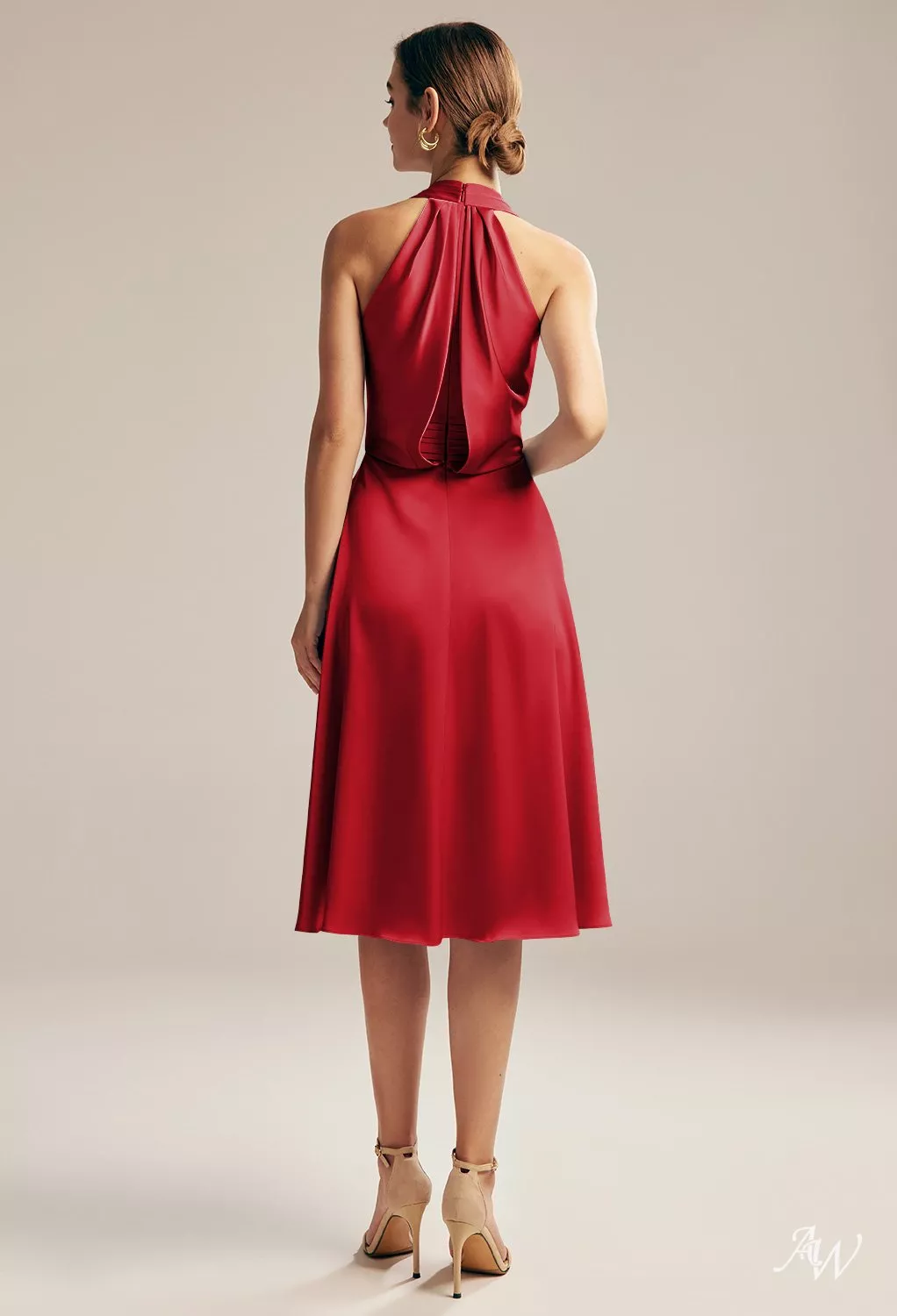 red halter dress knee length AW.Bridal A-line Neckline Sleeveless Satin Ruching Plus Size Dresses Tango Plus Size 18 casual knee length red dress