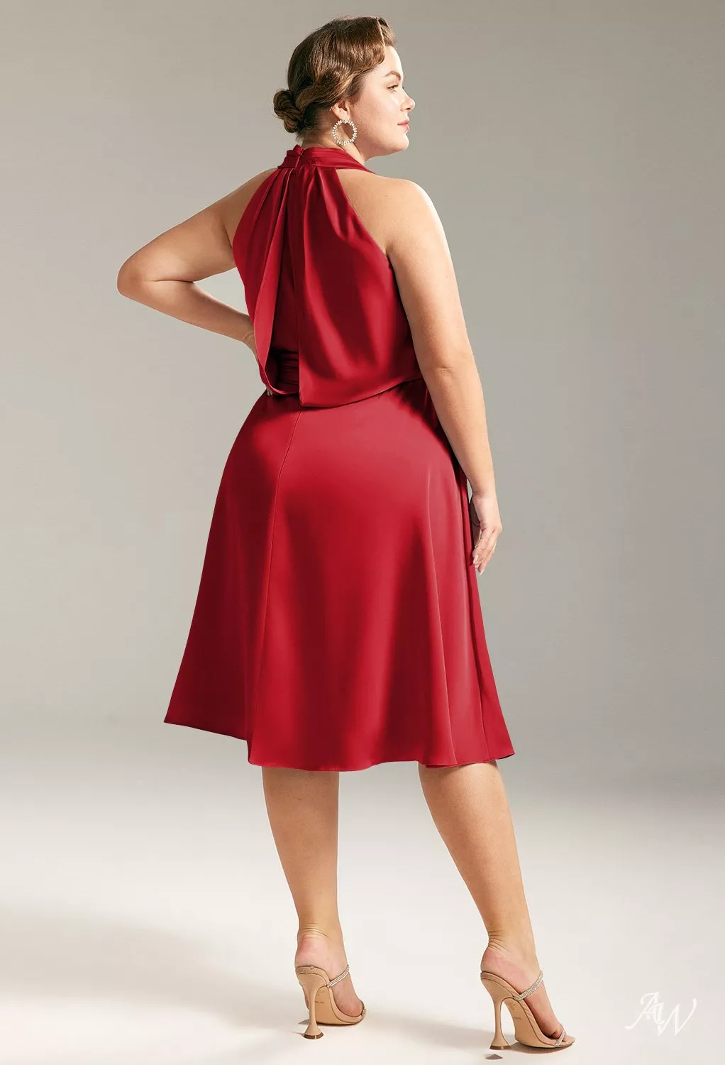 red knee length bridesmaid dresses AW.Bridal A-line Halter Neckline Sleeveless Satin Ruching Plus Size Dress Tango Plus Size 18 Kivary Royal Blue One size-11-12 A ruched waistband joins SIZE:MySize knee length formal short red dress