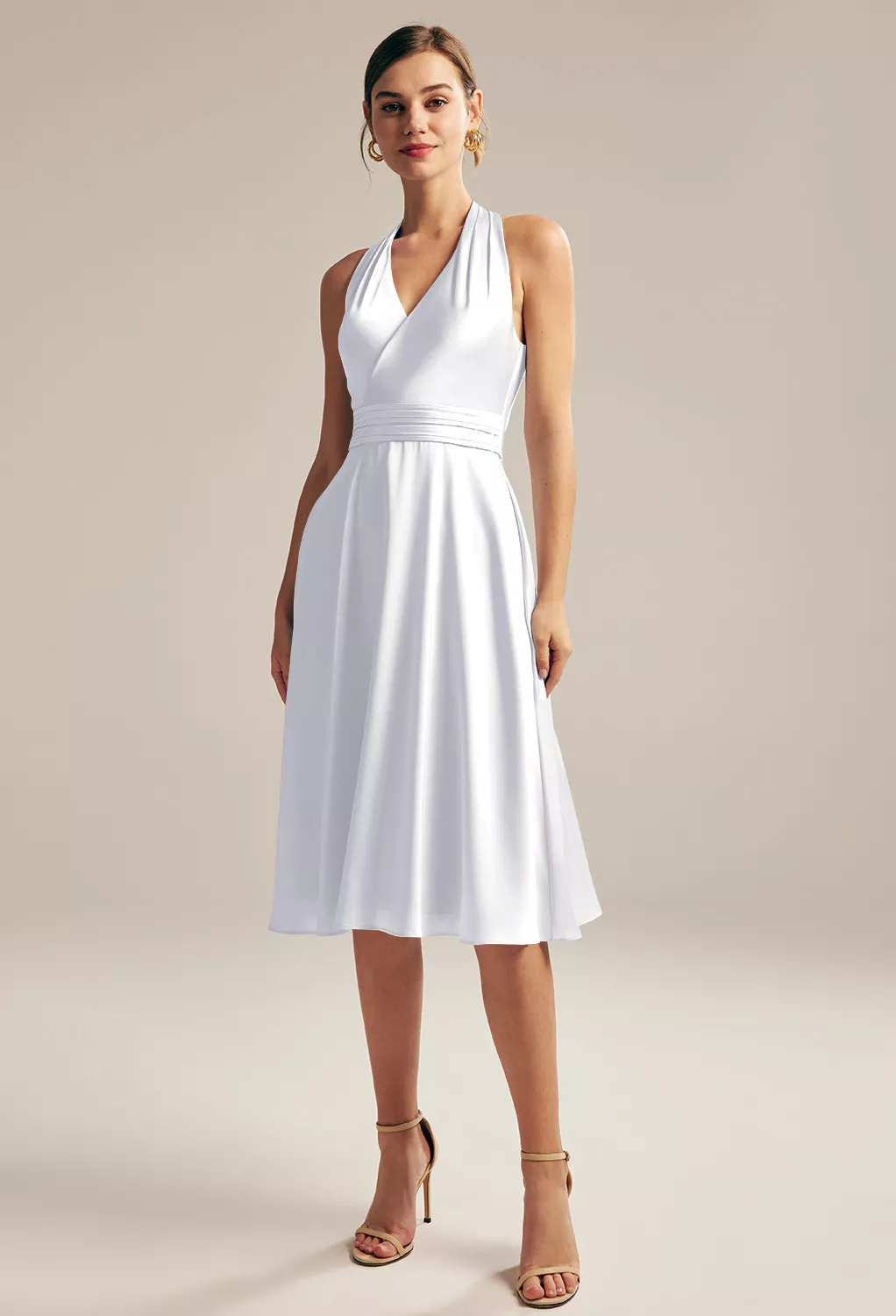 slim fit dress slacks Beach White Short Wedding Dress Satin Graduation Dress Off The Shoulder US12 / Same As Picture main image 0