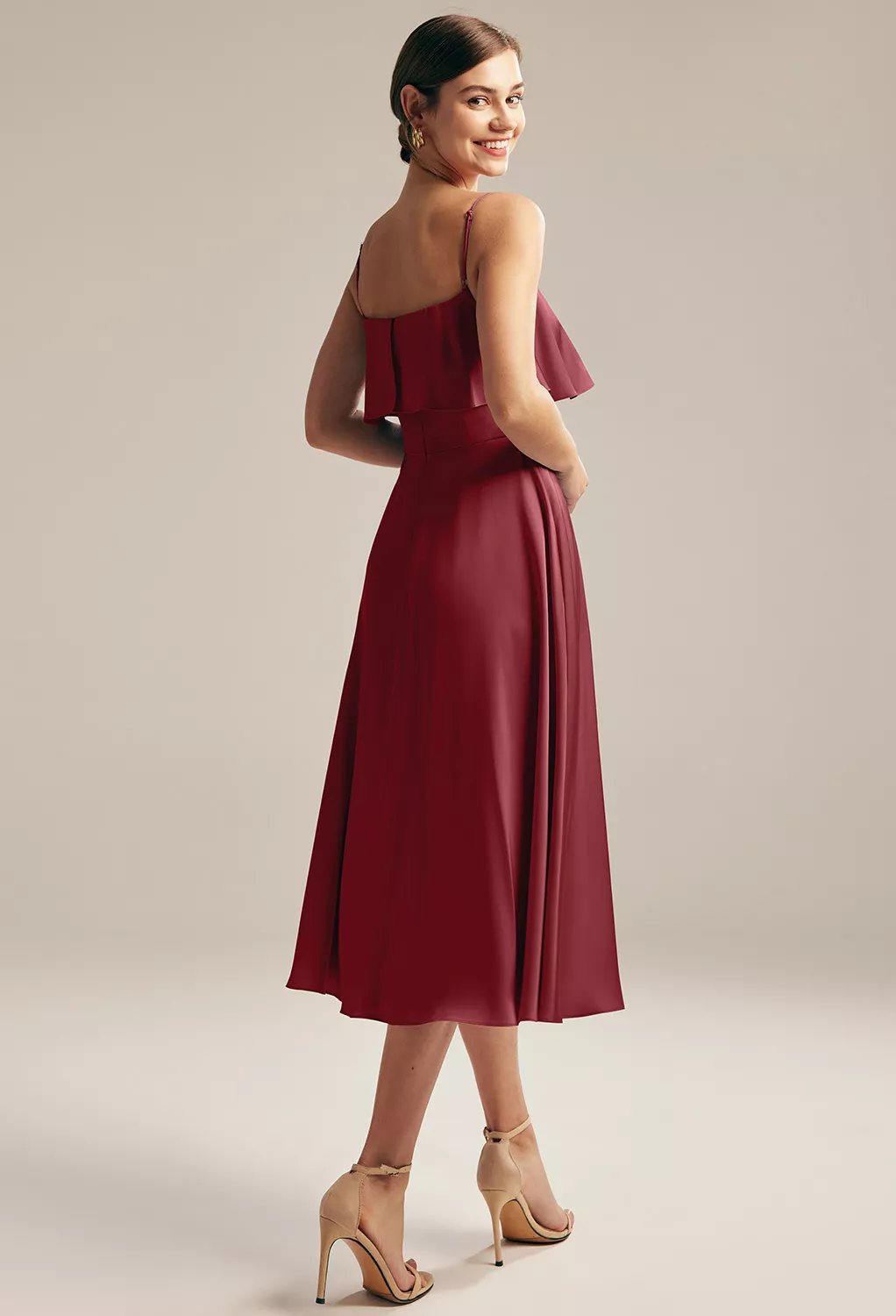 red bodycon dress with slit Kassidy Ribbed Bodycon Midi Dress main image 0