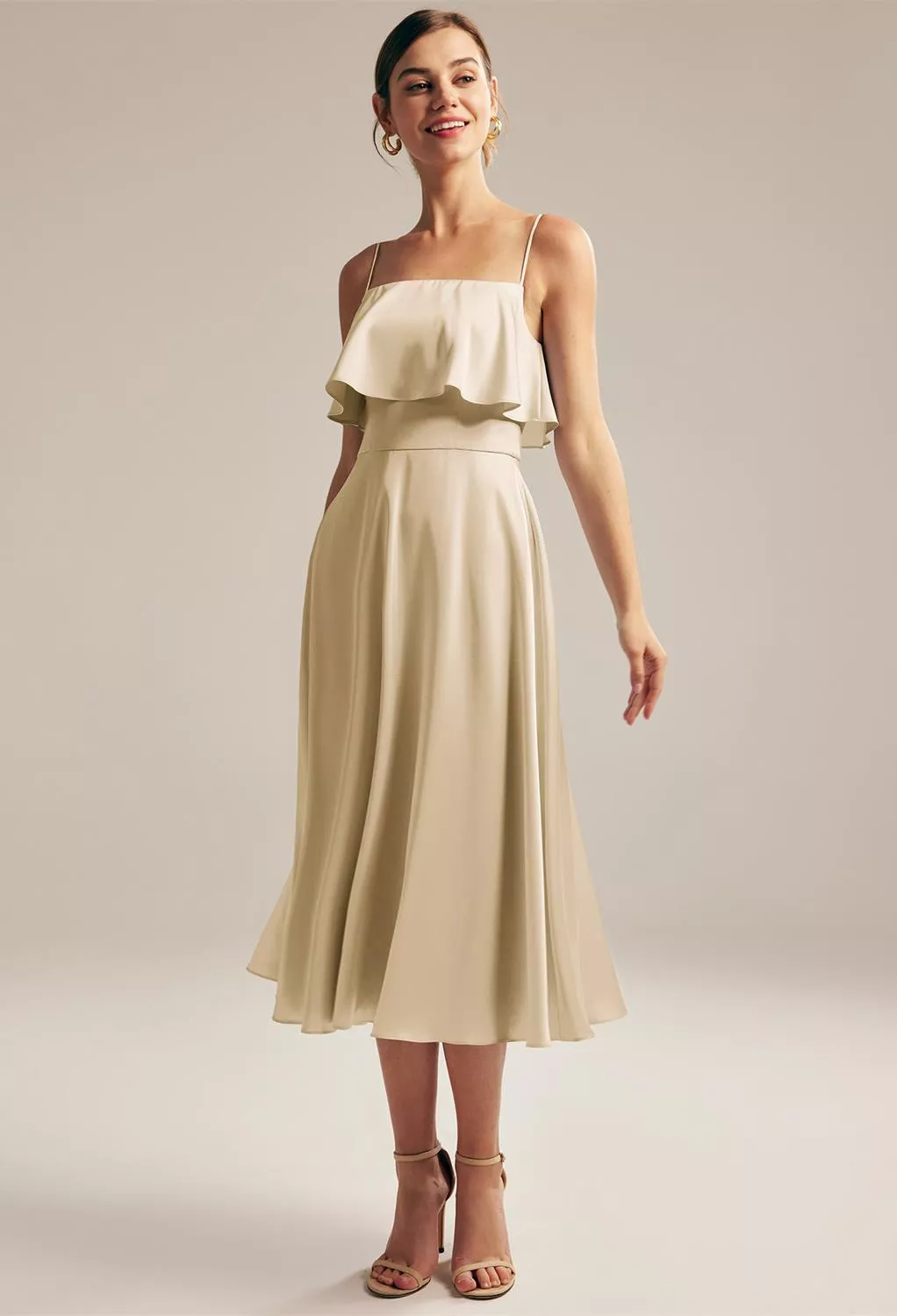 sachin and babi light blue dress Connected Women's Pleated-Waist Midi Dress - CHG Beige main image 0