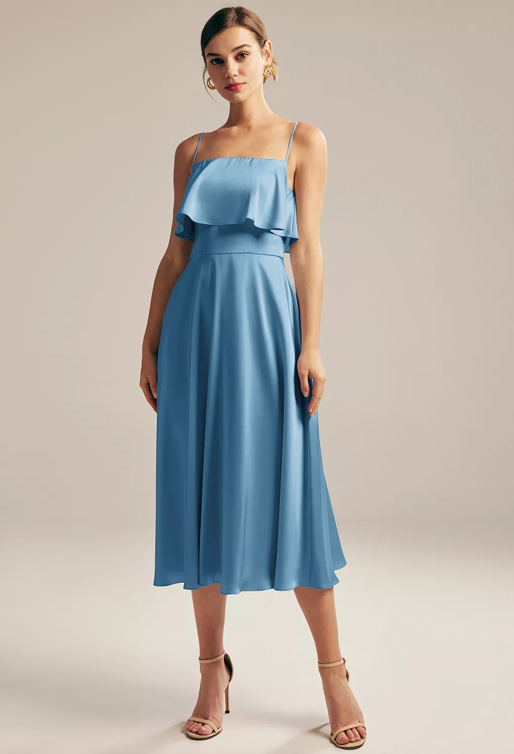 blue dress for baby girl Plus Size Beach Wedding Guest Dresses Detachable Puffy Sleeves Blue / US:14-16 main image 0