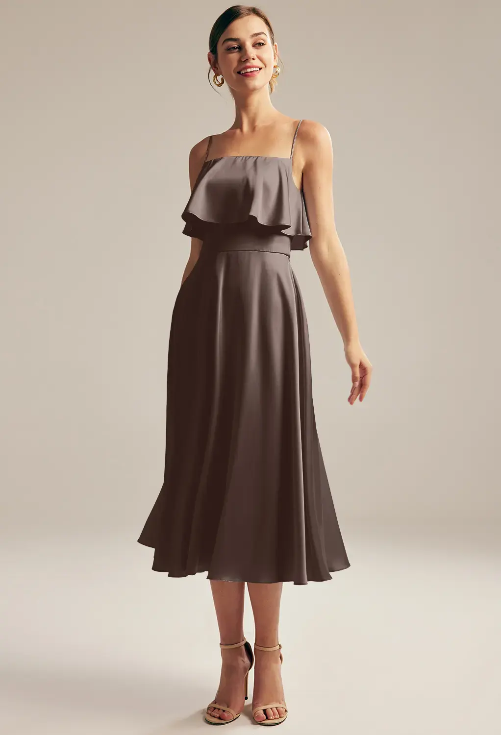 green emerald velvet dress Pretty One Shoulder Brown Dress - Wedding Guest Dresses main image 0