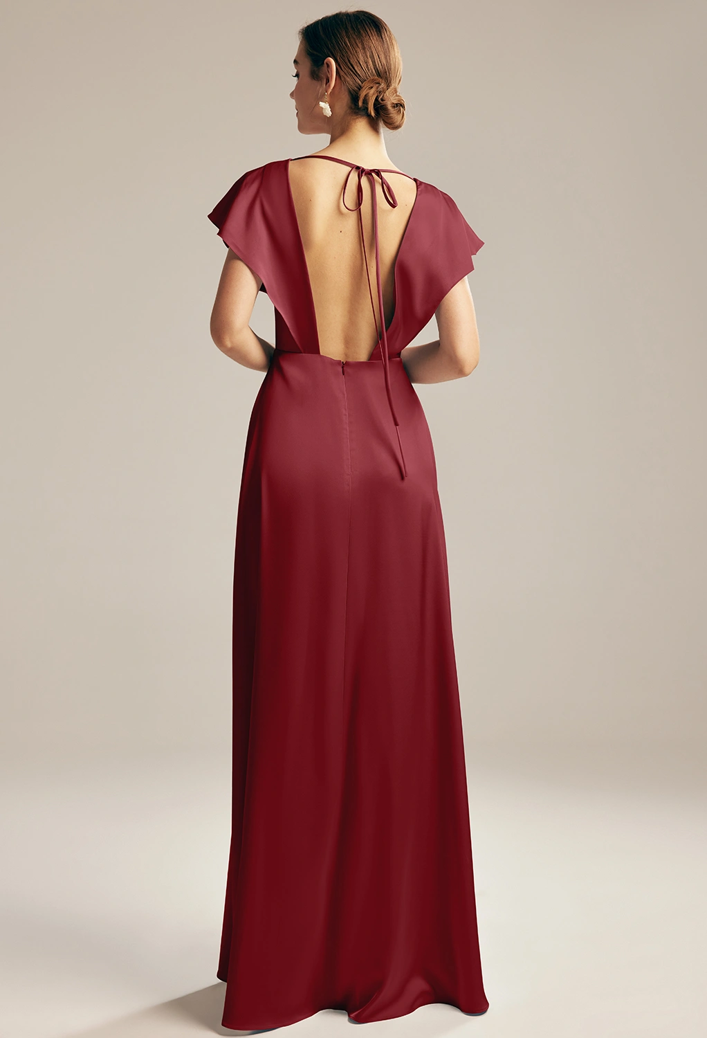 maternity bridesmaid dresses burgundy Burgundy Striped Ruffle Accent Maternity Maxi Dress main image 1