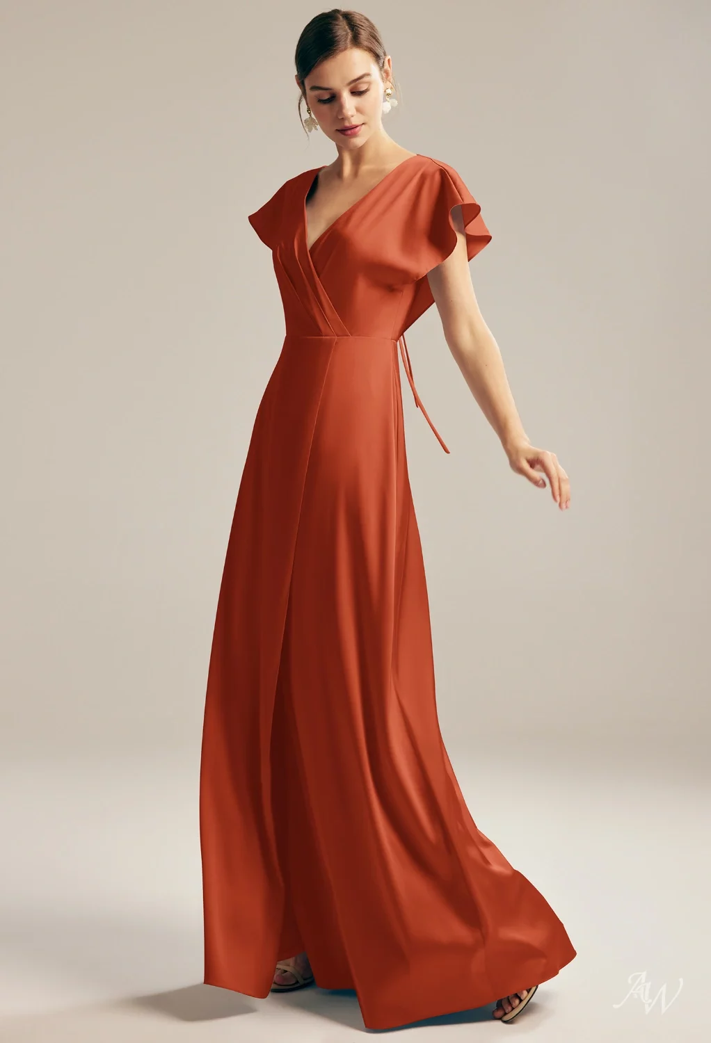 tangerine dresses bridesmaid AW.Bridal A-line V-Neck Floor Length Short Sleeves Satin Plus Size Dress Size 6 A line Dark Green A dress that is Military Cords Size:XXL:40-42 Bust Size 34-36 Waist Size