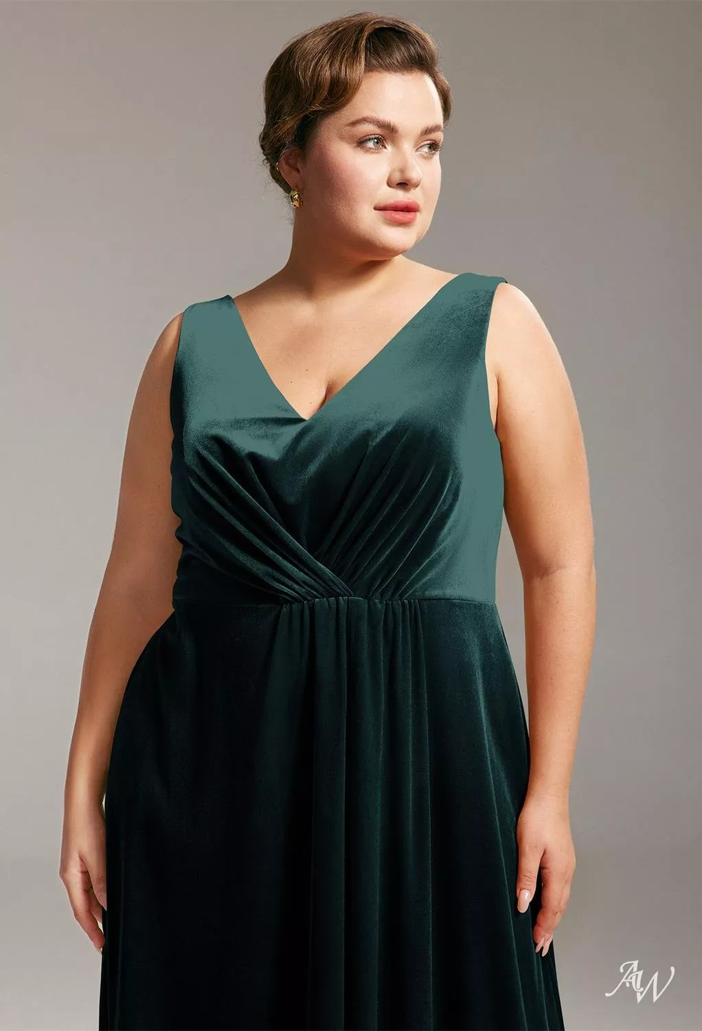 plus size hunter green bridesmaid dresses Strapless V-Neck A-Line Floor-Length Asymmetrical Bridesmaid Dress main image 0