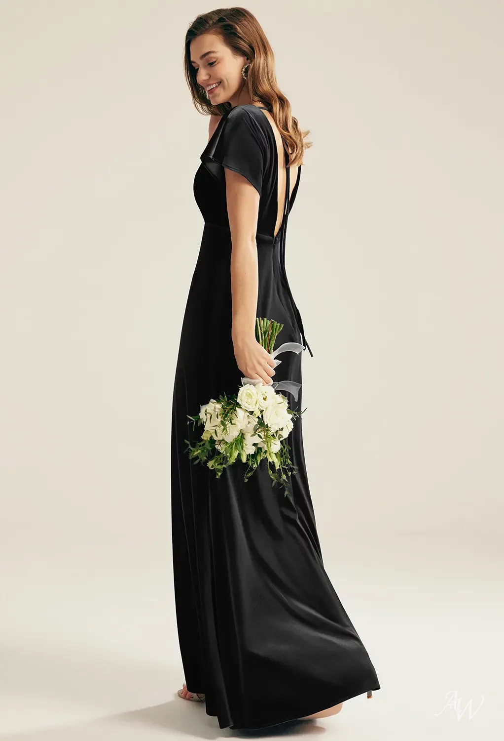black wrap bridesmaid dress Black Bridesmaid Dresses with Fur Wraps