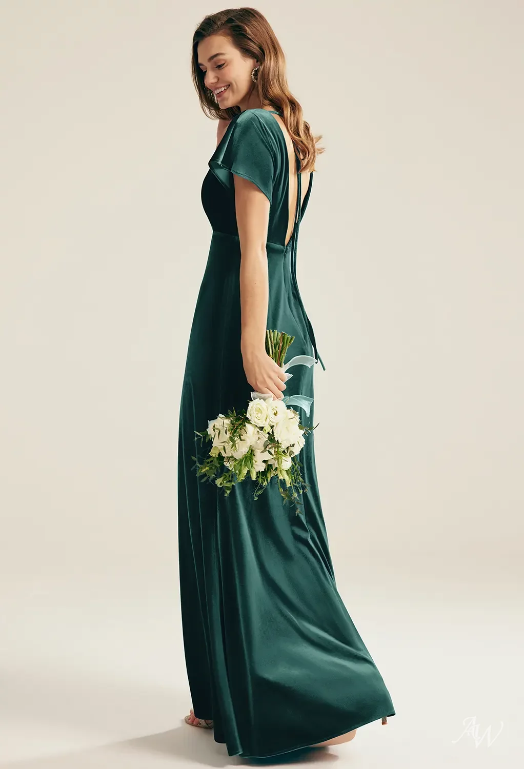 hunter green work dress Hunter Green Satin High Low Dress main image 0