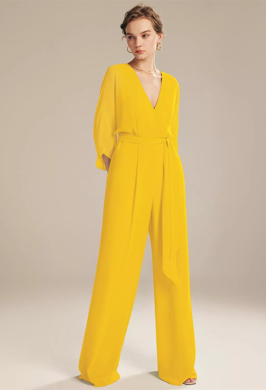 yellow long sleeve bridesmaid dresses Mraelune Sweetheart Long Sleeves Ruffles Long Chiffon Bridesmaid Dresses, Mustard