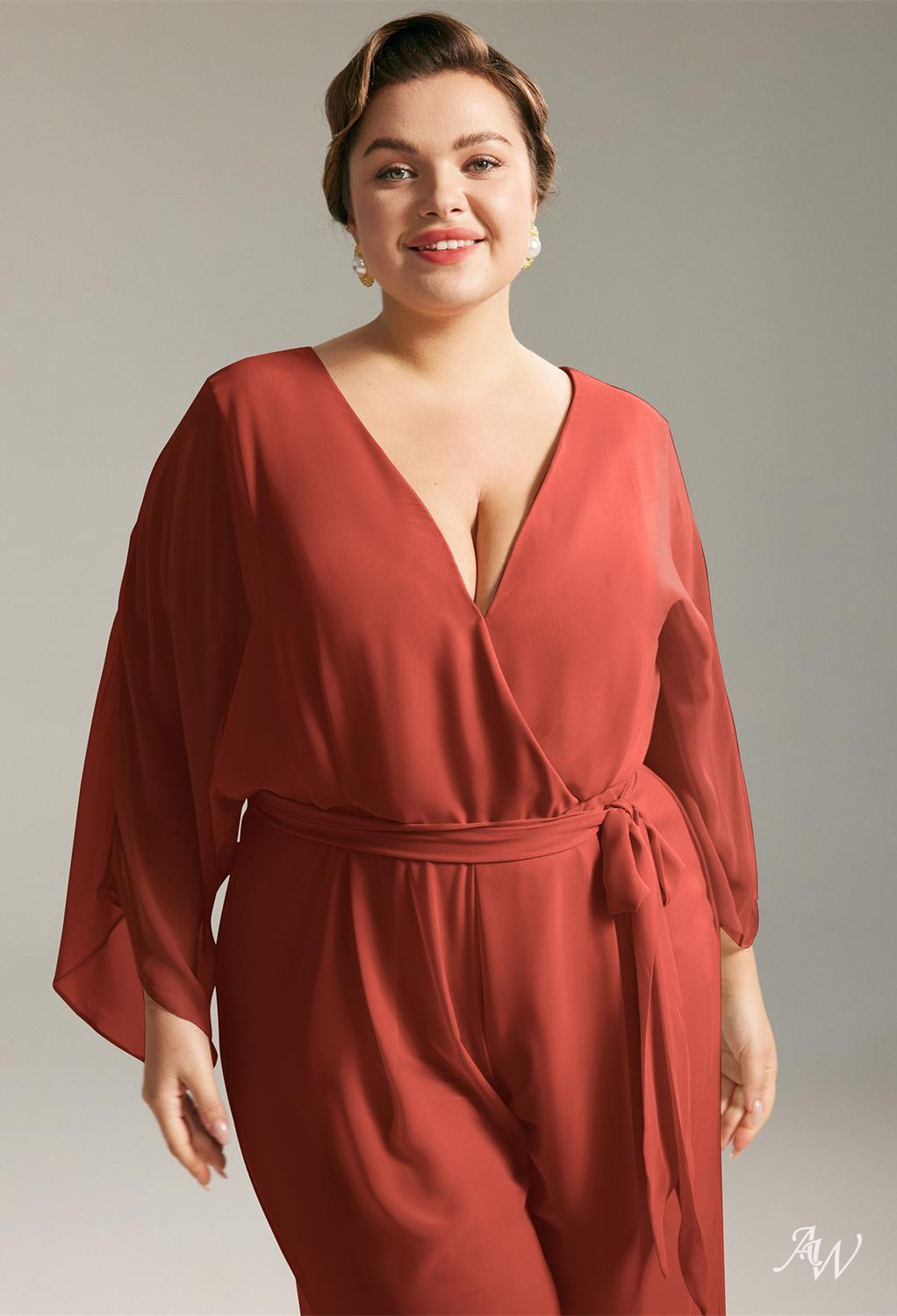 AW Flossie Jumpsuit, Sage Green Plus Size Dresses | AW Bridal