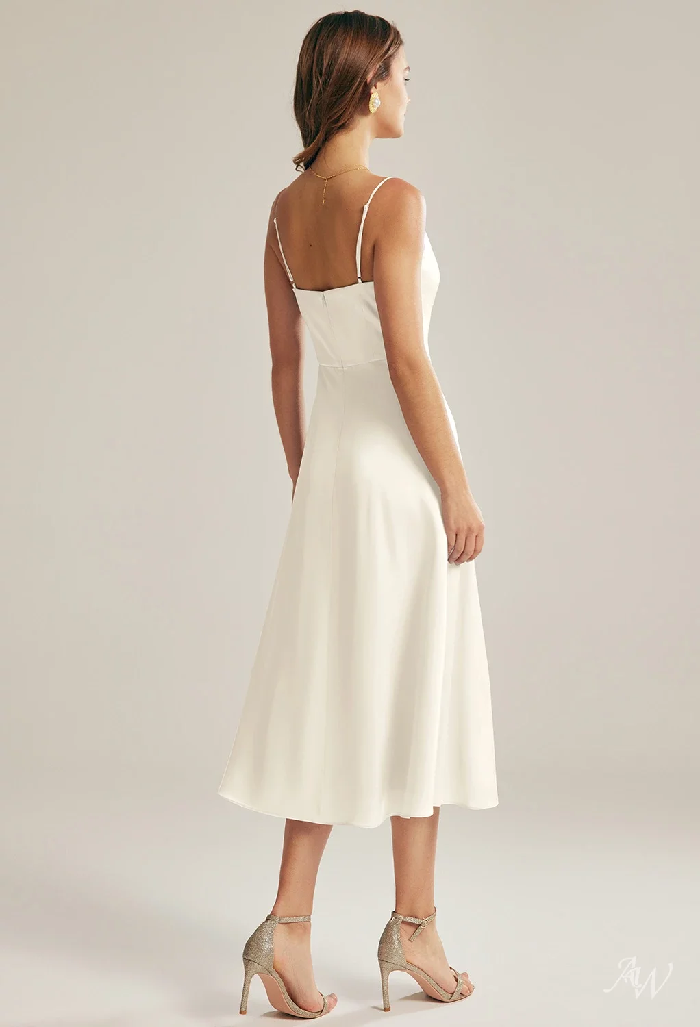 knee length dresses for ladies Sheath Column Cowl Neck Silk-like Satin Tea-length Formal Dresses – 27dress