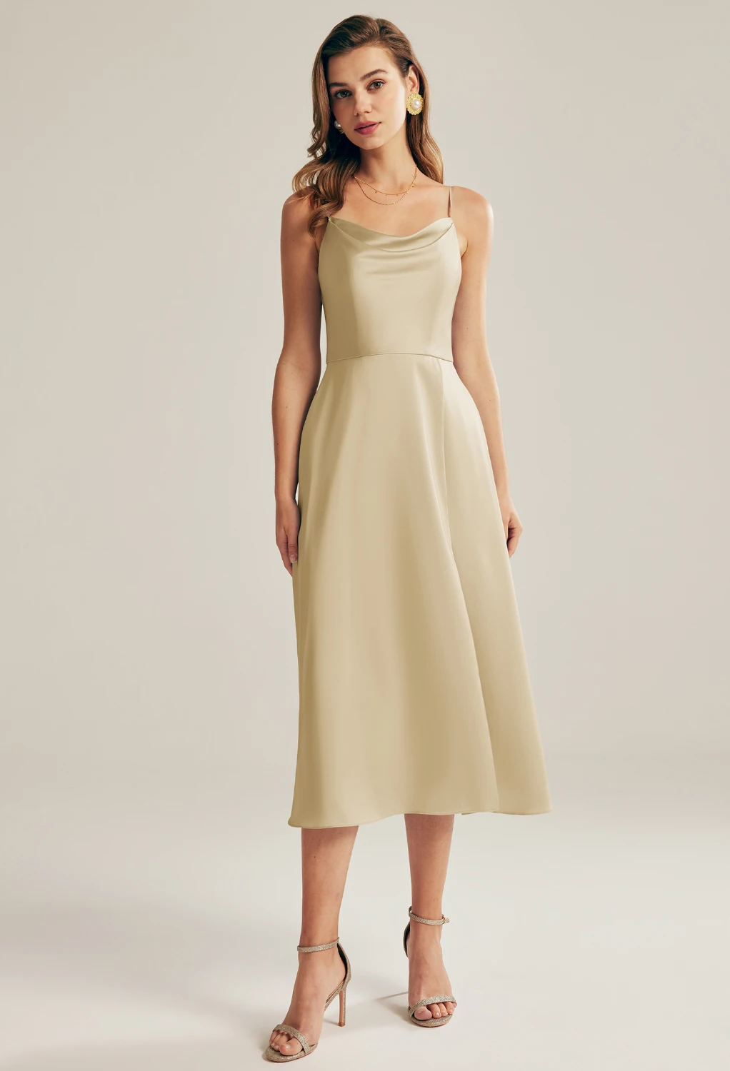 slim fit dress slacks Tea-Length Wedding-Guest Slip Dress main image 0