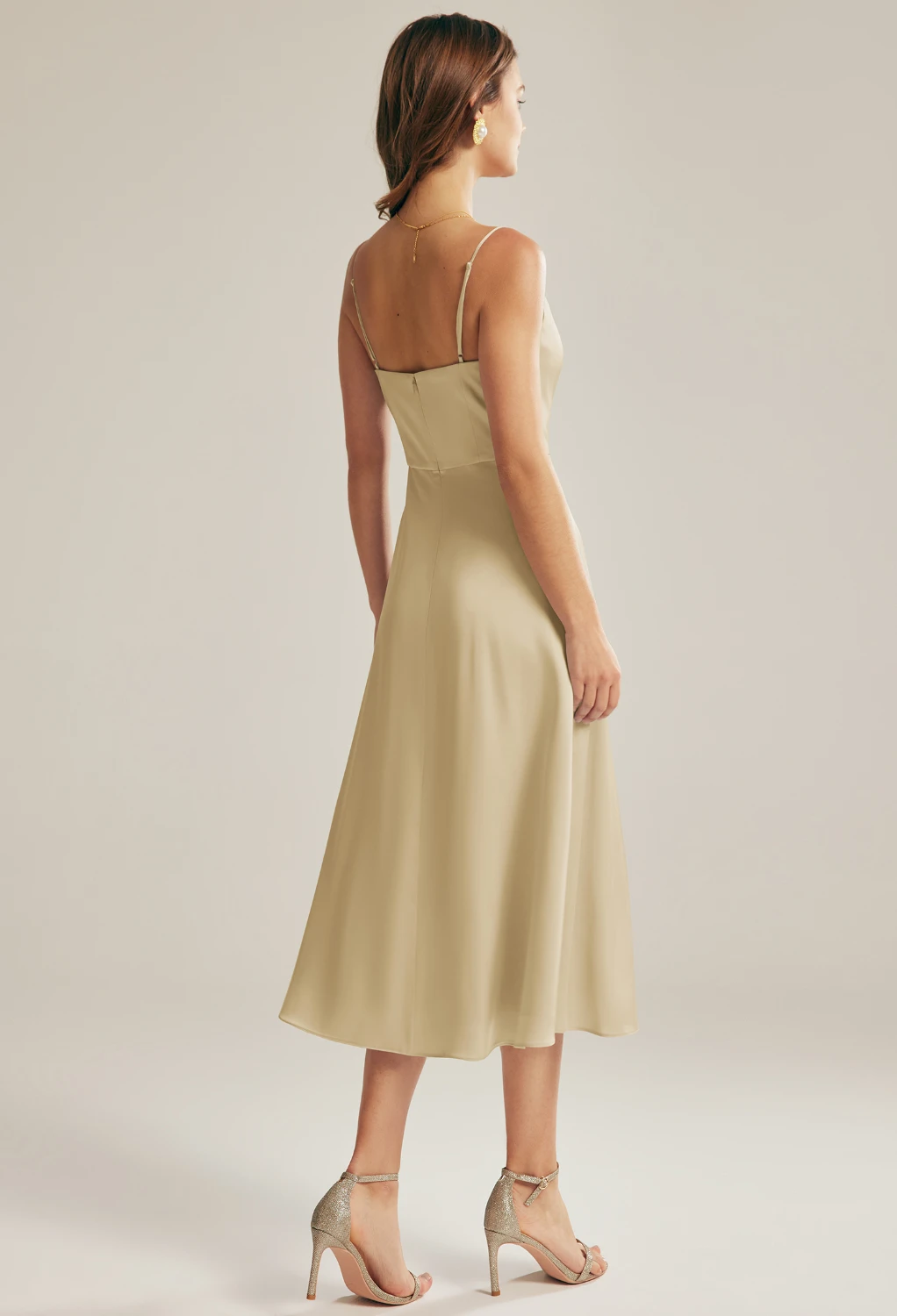 knee length dresses for ladies Gala Strapless Tweed Midi Dress / Gold | Meshki main image 0