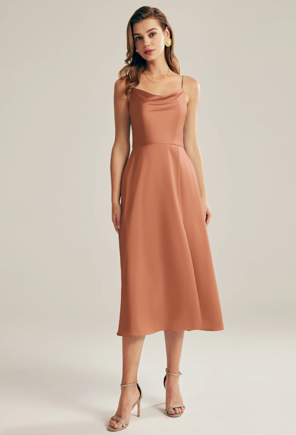 brown graduation dresses Simple A-Line Satin Brown Long Prom Dress, Brown Long Formal Dress US 4 / Brown