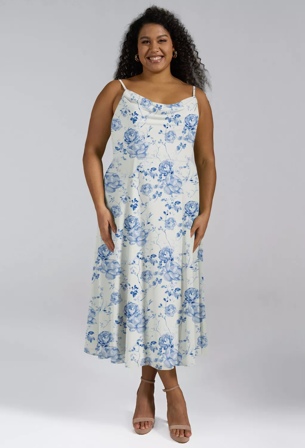 green emerald velvet dress Blue Floral Print Homecoming Dress Spaghetti Strap Graduation Dress HC333 Custom Colors / US10 main image 1