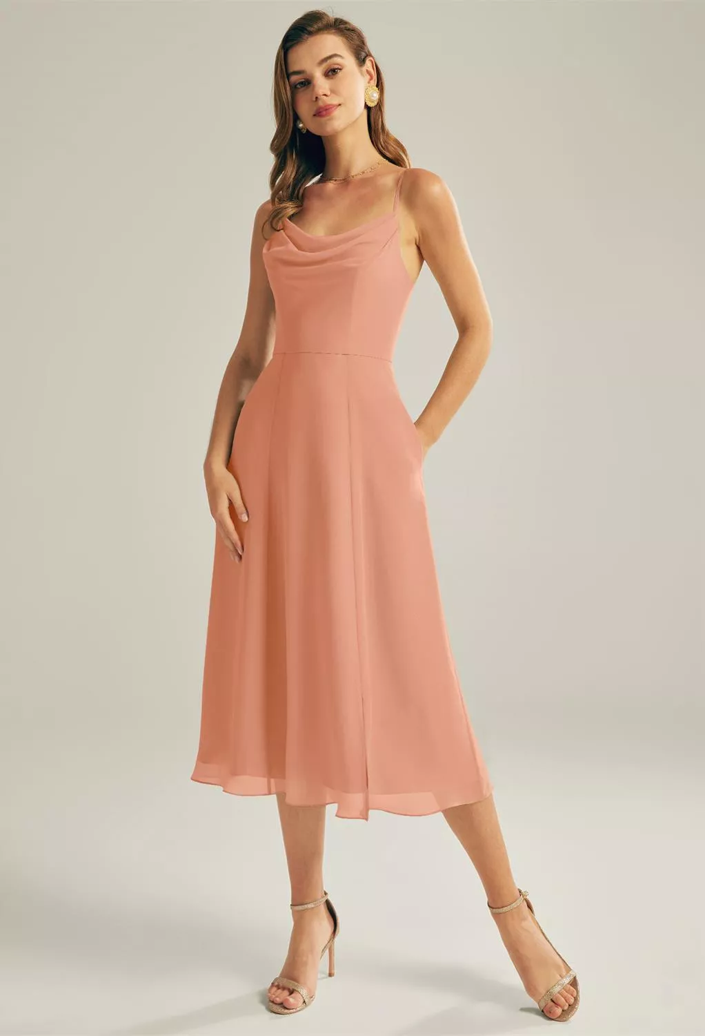 peach graduation dress Zapaka Women Short Graduation Dress Pink Beaded Spaghetti Straps Cocktail  Dress – Zapaka CA main image 0