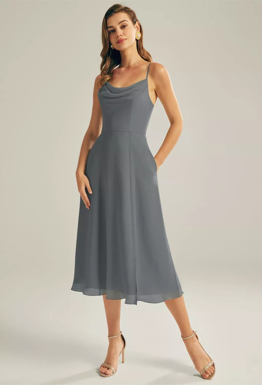 Steel Gray Beach Wedding Guest Dresses | AW.Bridal
