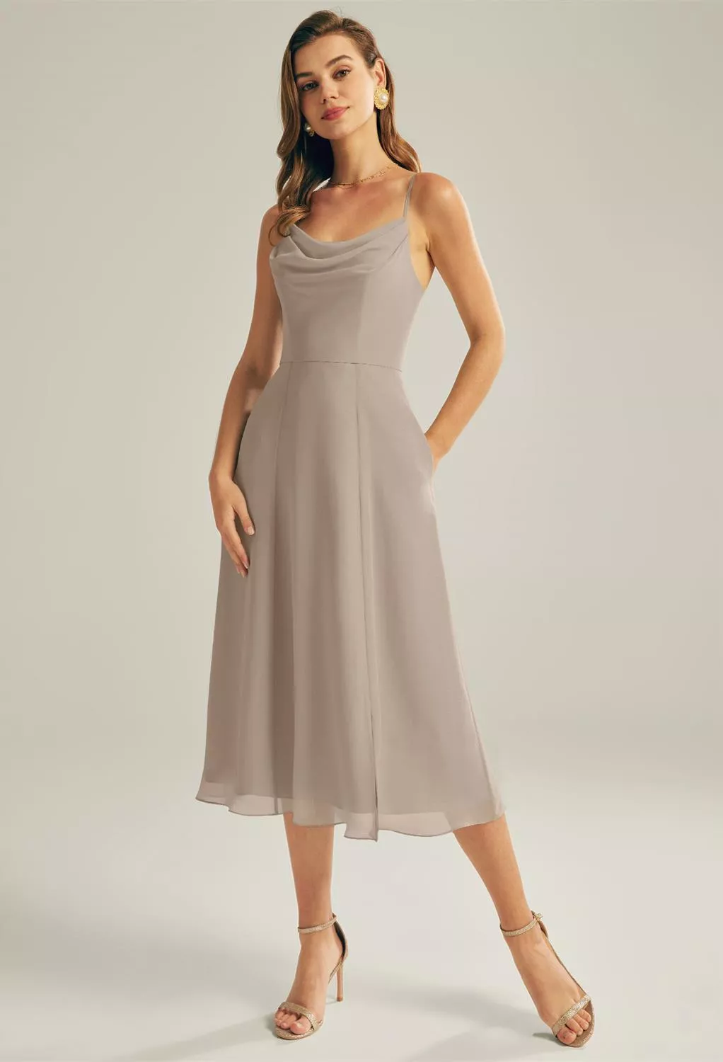 Taupe Beach Wedding Guest Dresses | AW.Bridal