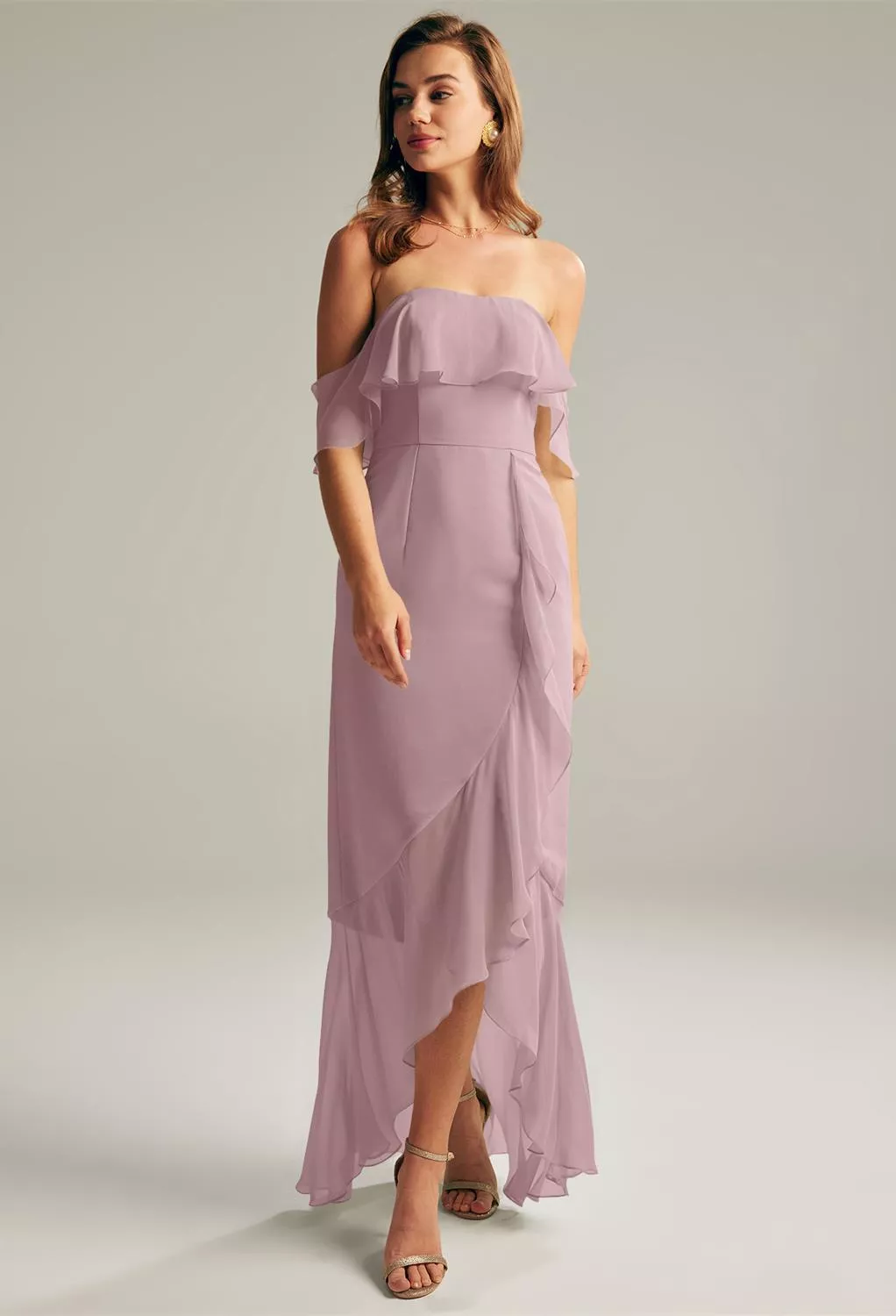 mauve floral bridesmaid dress Mist Dresses Size (FR):46 Collection:ALL complete with a tying Ganni Lace Puff Sleeve