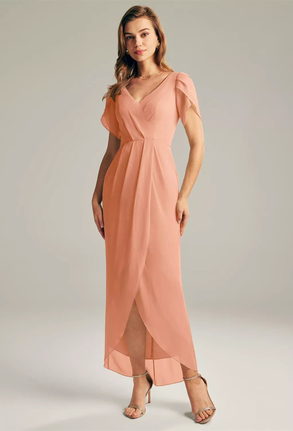 Peach Pink Casual Wedding Guest Dresses