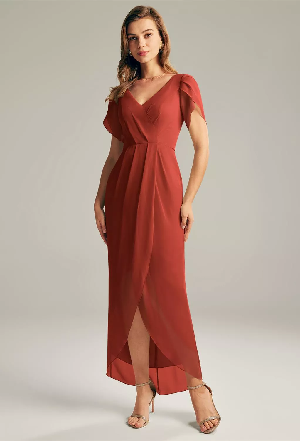 rust maternity bridesmaid dress Rust Ribbed Sleeveless Side Slit Maternity Dress – PinkBlush main image 1