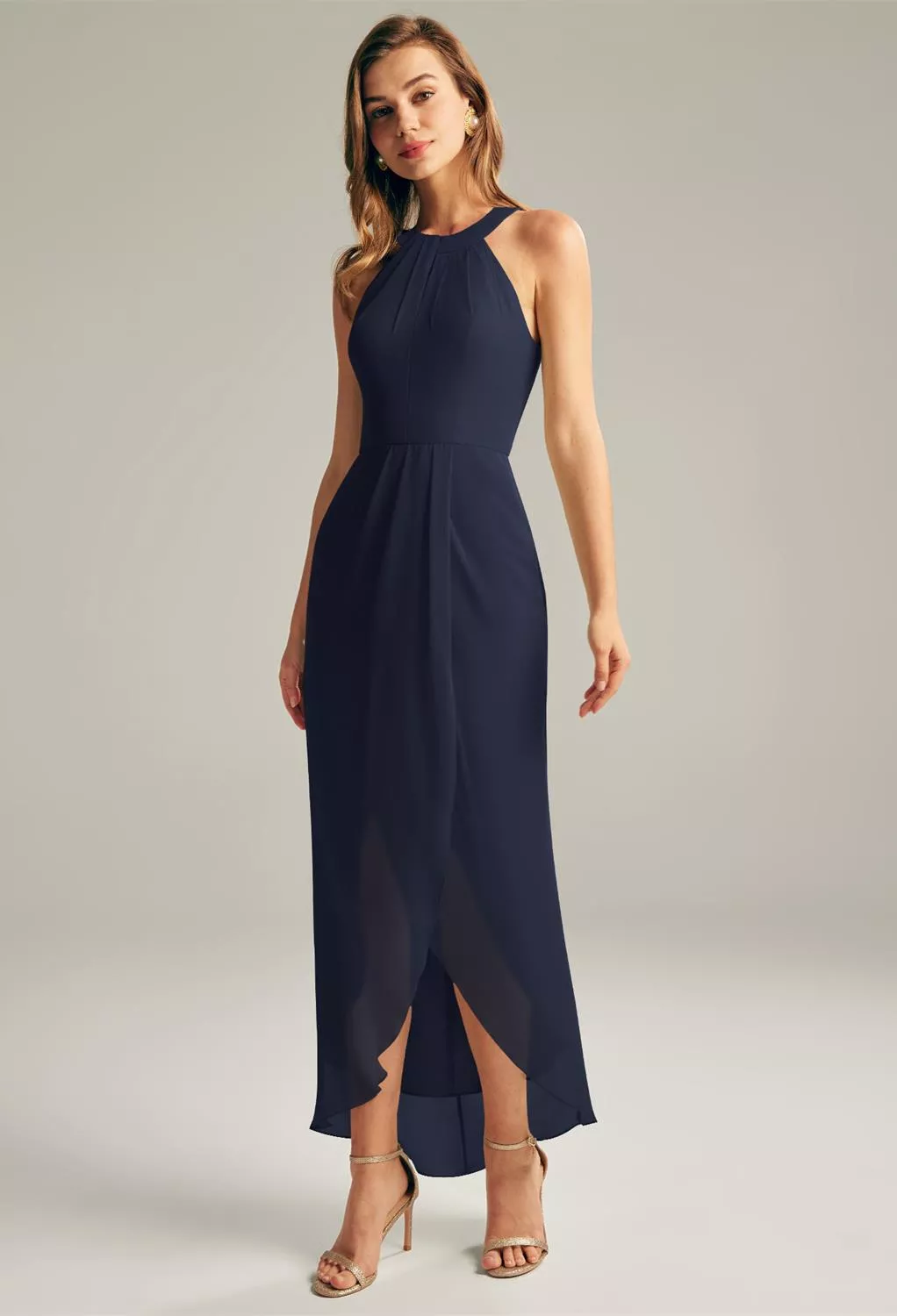 navy beach wedding dress Dark Guest Dresses model: Amanda Black Tights with Denim Color:Cabernet 37” bust Model is