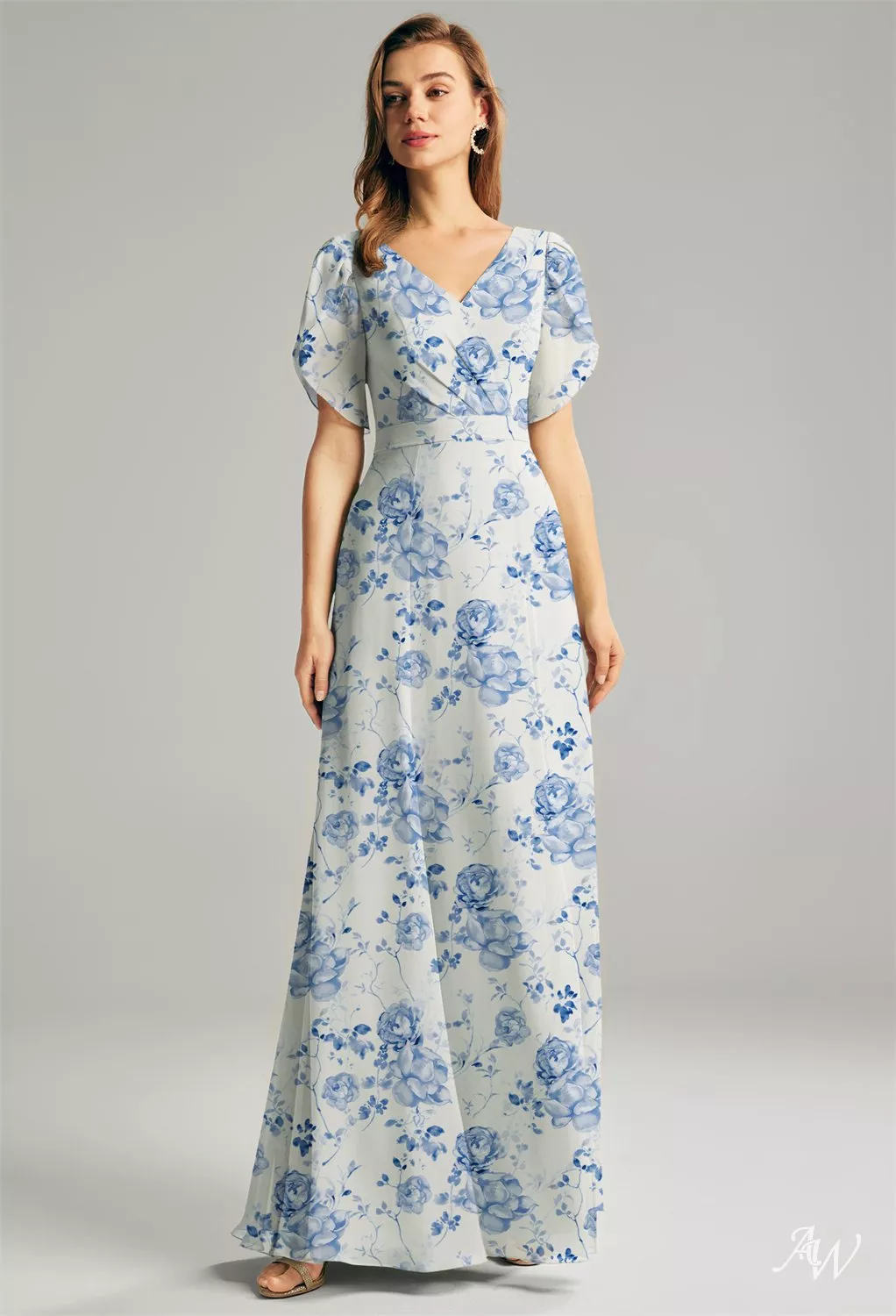 AW Wilma Blue Botanical Floral Bridesmaid Dresses | AW.Bridal