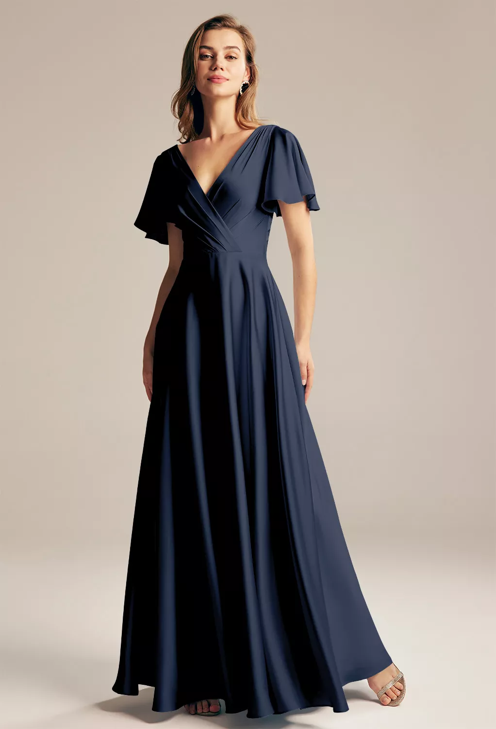 princess polly baby blue dress Light Yellow Straps A-Line Bridesmaid Dress with Slit – Modsele main image 0