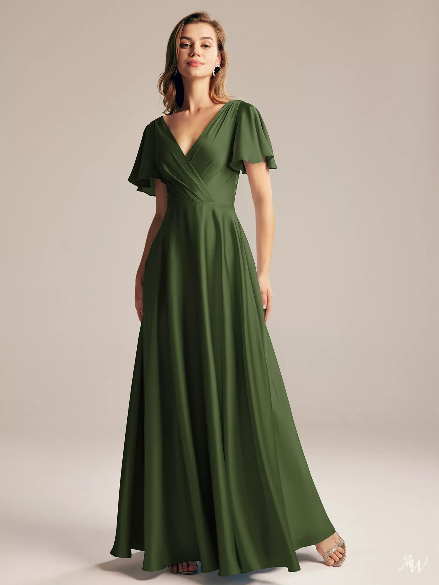 satin olive bridesmaid dresses AW.Bridal Mermaid Halter Neckline Ankle Length Sleeveless Crystal Satin Backless Long Bridesmaid Dresses Dress Green Olive Plus Size 18