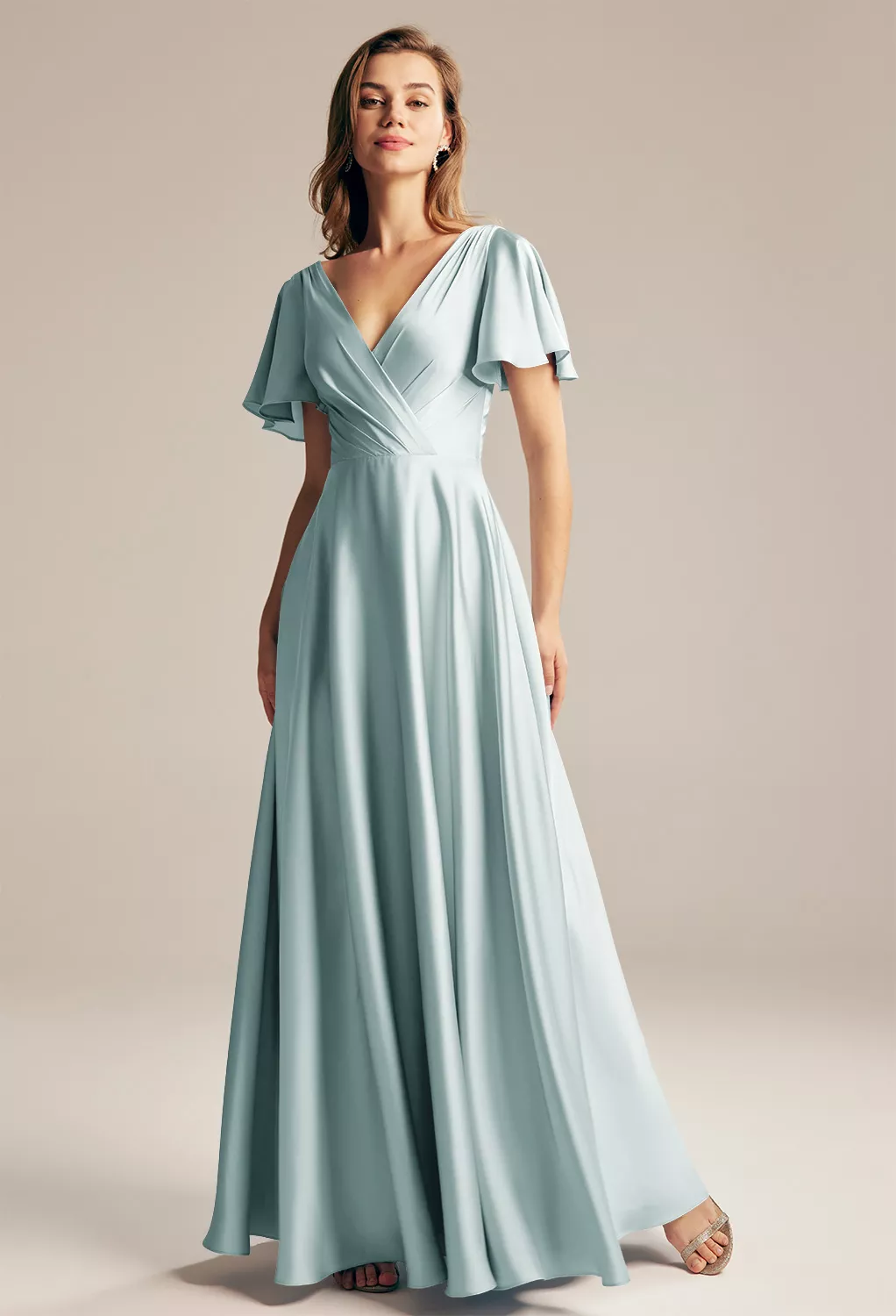 mist color bridesmaid dresses Mist Blue Bridesmaid Dress Chiffon Size Large